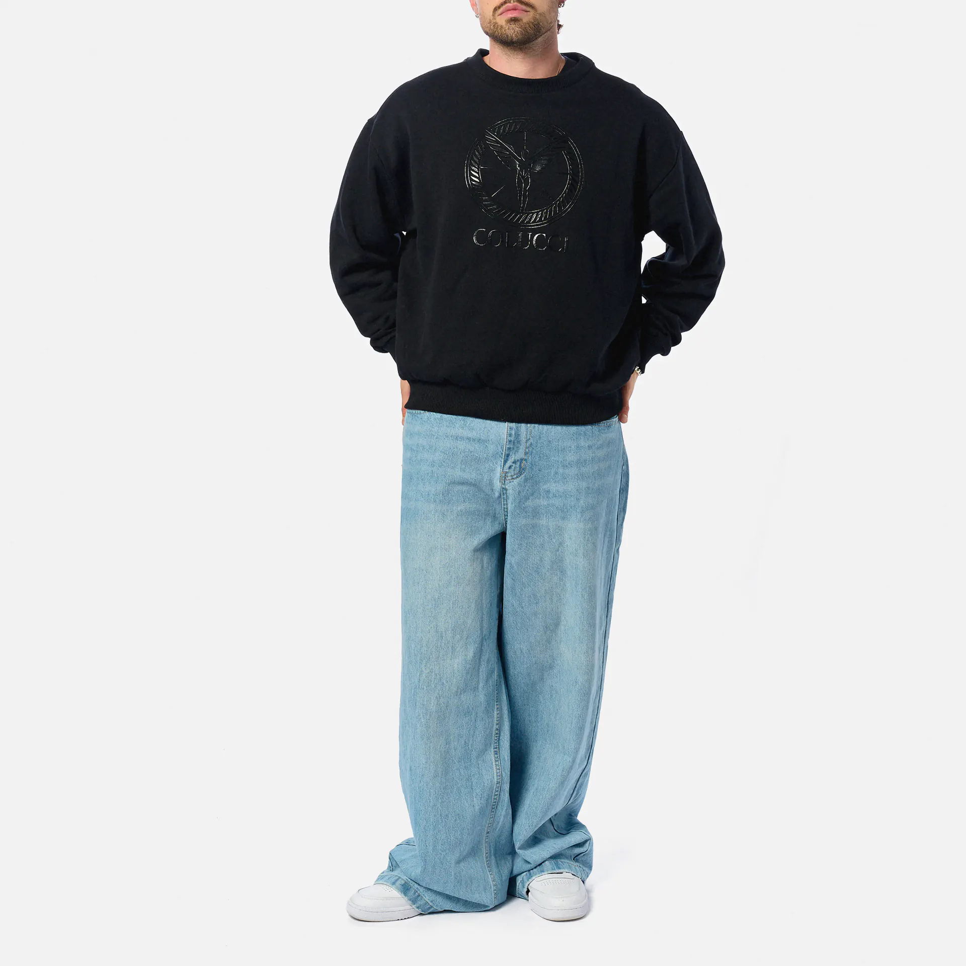 Colucci Logo Crewneck Sweatshirt Ikarus Circle Black