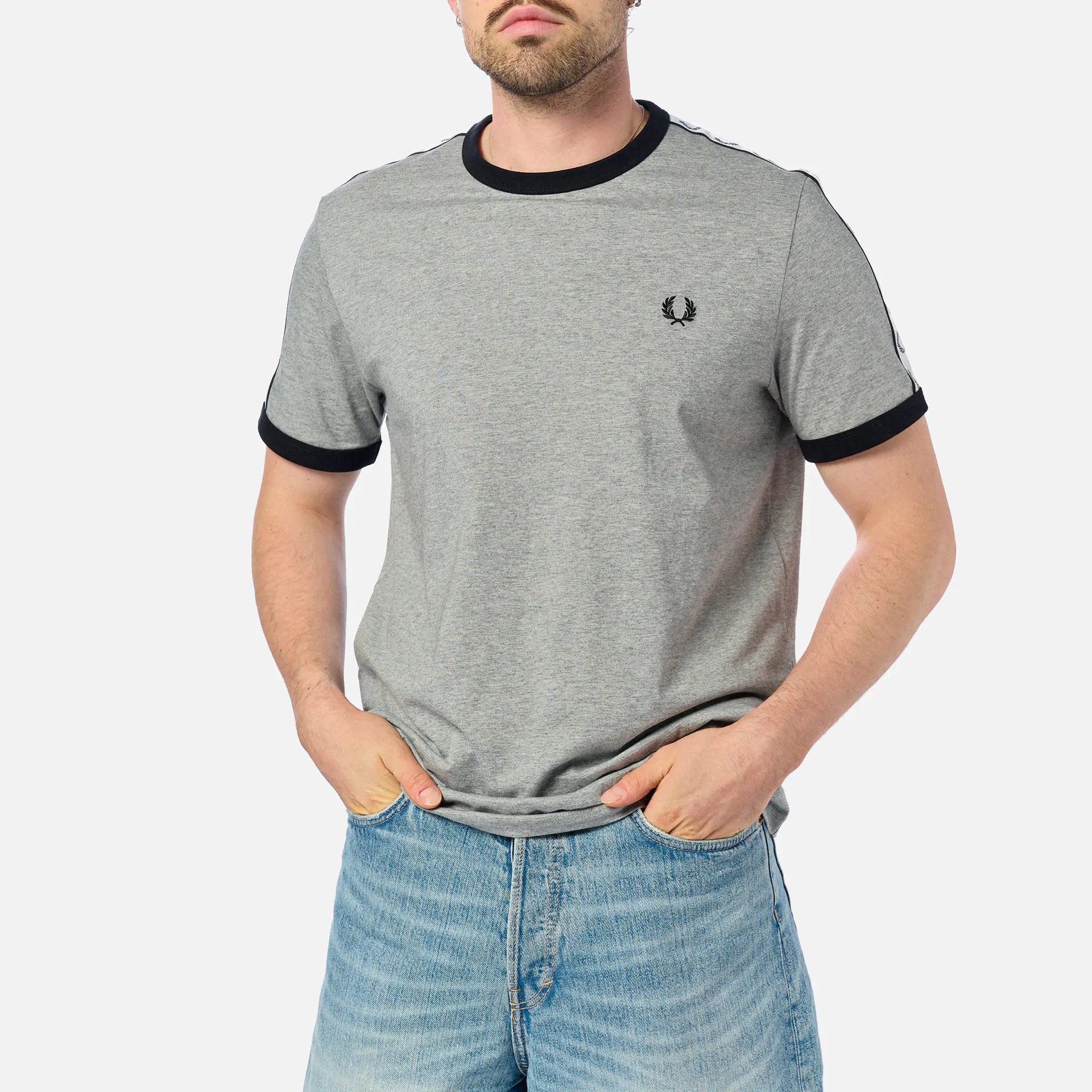 Fred Perry Taped Ringer T-Shirt Steel Marl