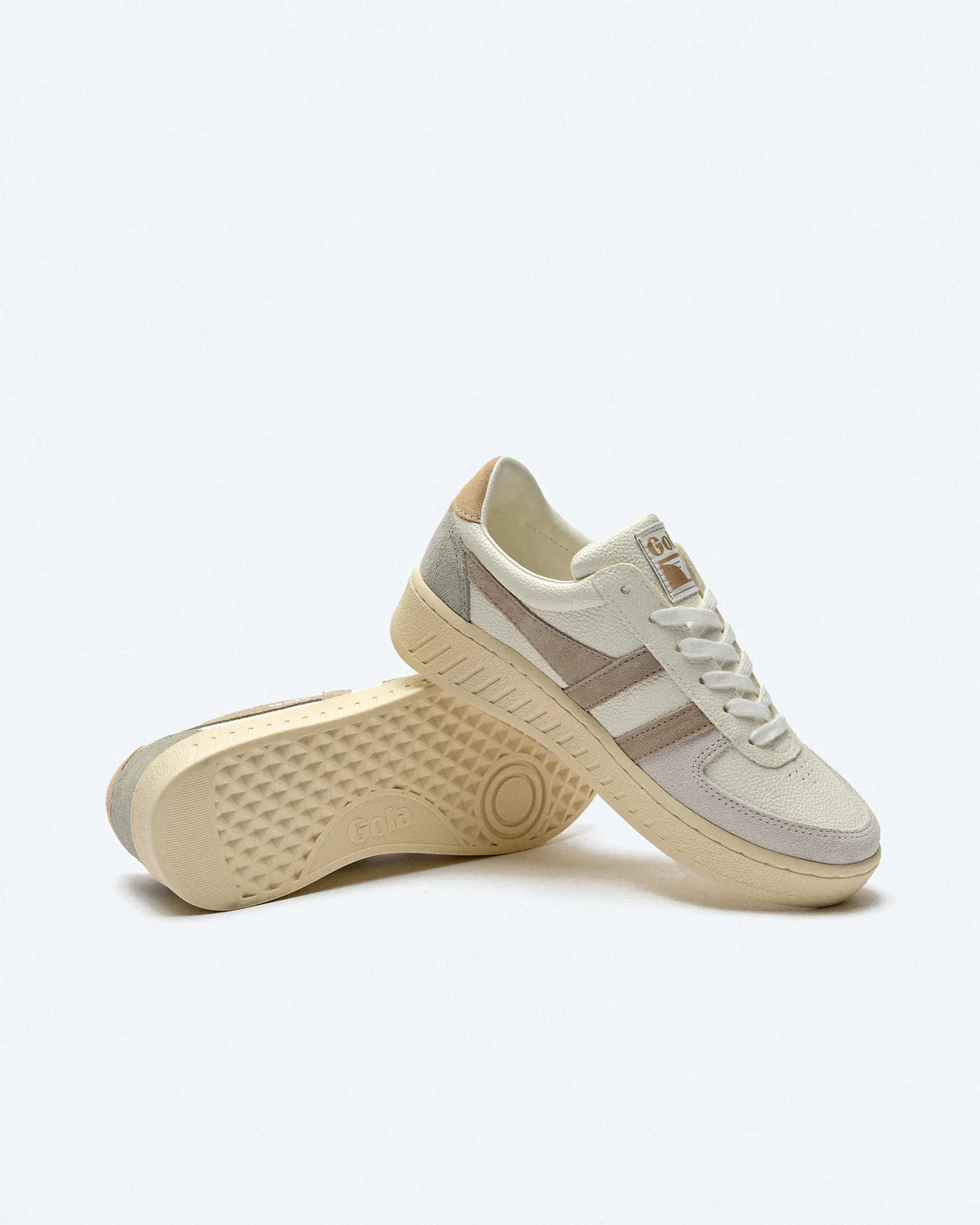 Gola Grandslam Trident Sneaker White/Feather Grey/Oat Gola Grandslam Trident Sneaker White/Feather Grey/Oat