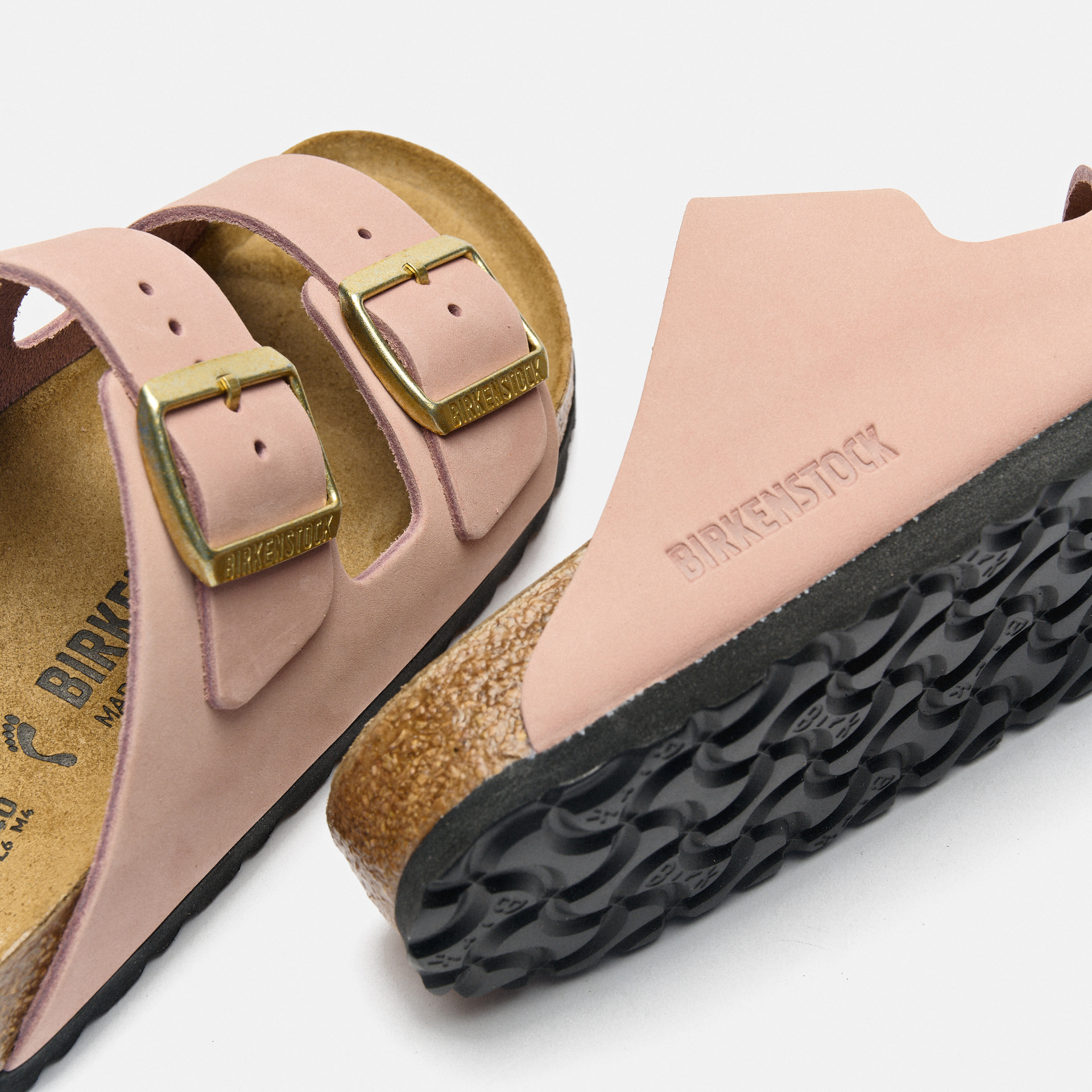 Birkenstock Arizona Nubuck Leather Sandals Narrow Soft Pink