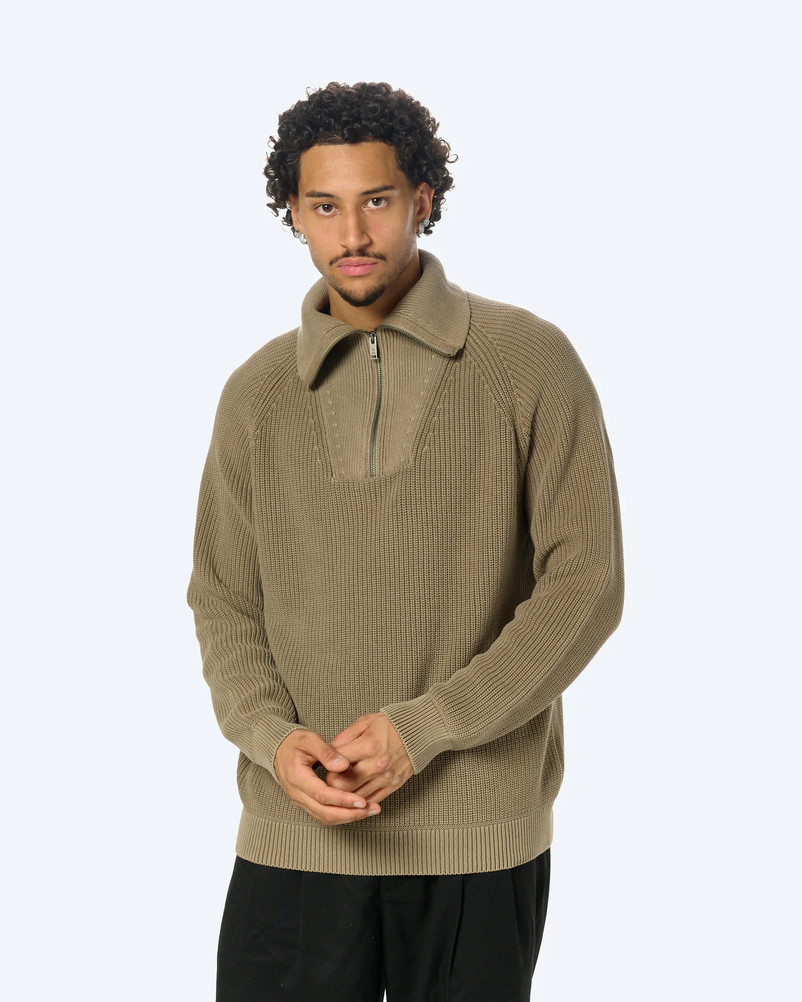 Pigment Dye Knit Troyer Dark Earth