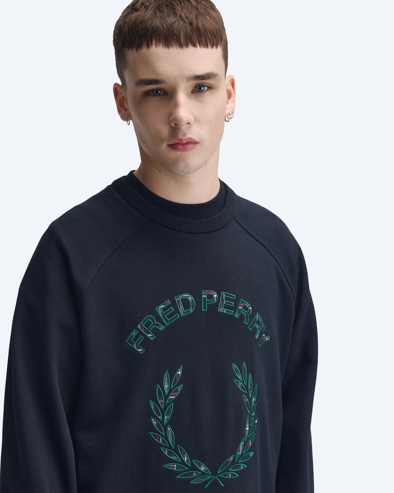 Tartan Appliqué Sweatshirt Navy