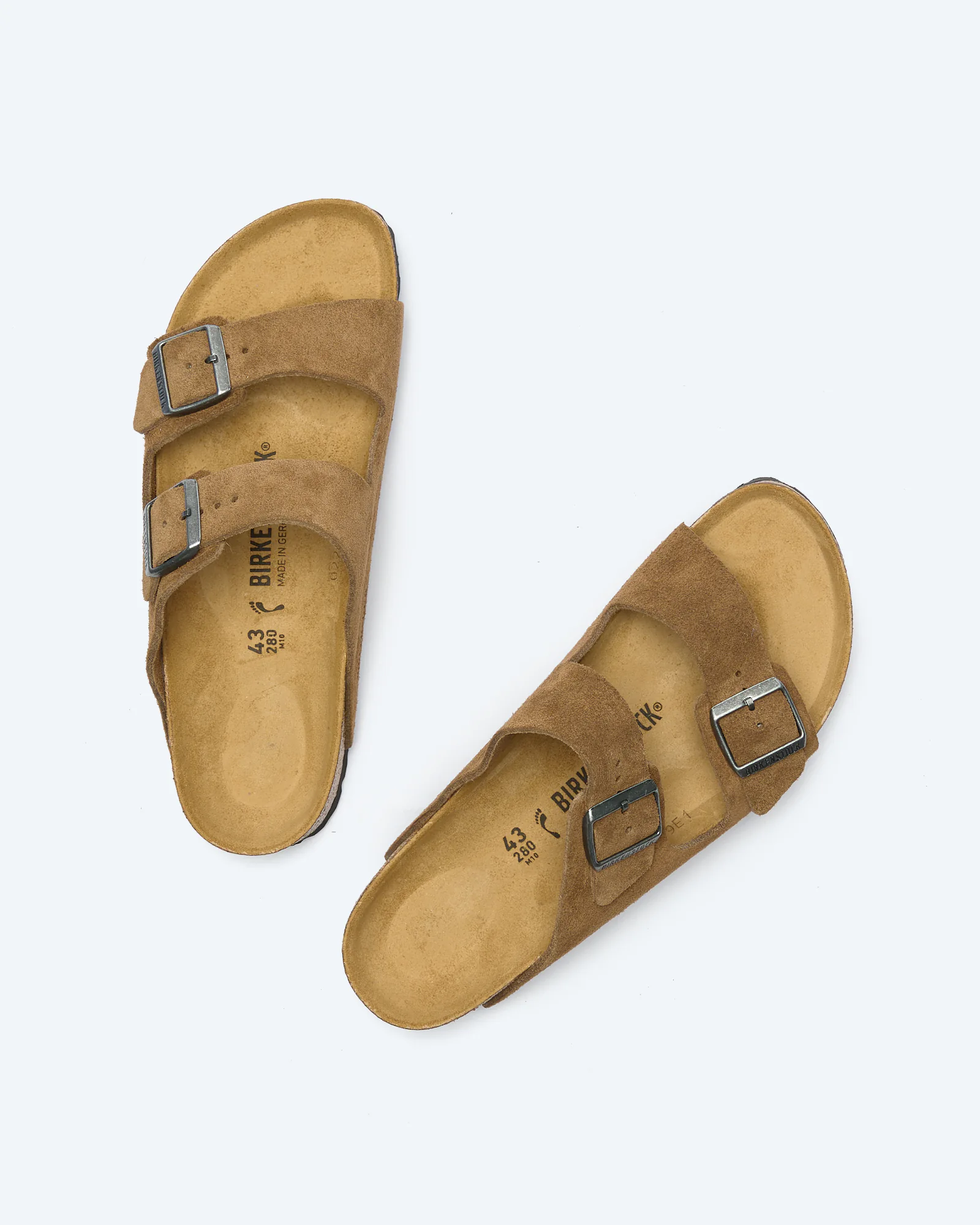 Arizona Suede Leather Sandals Narrow Dark Tea