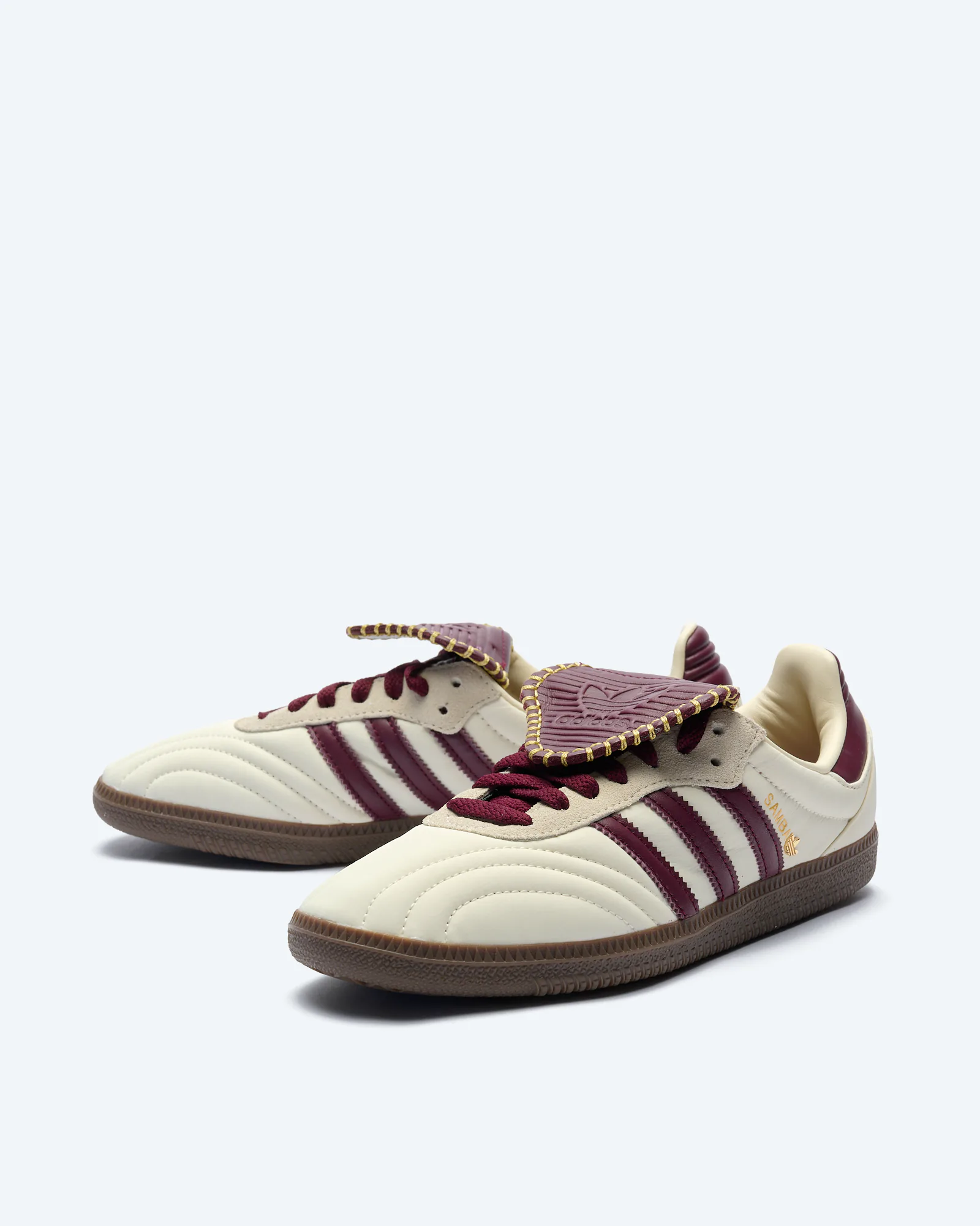 adidas Originals Samba Long Tongue Sneaker Cream White/Maroon/Gold Metallic