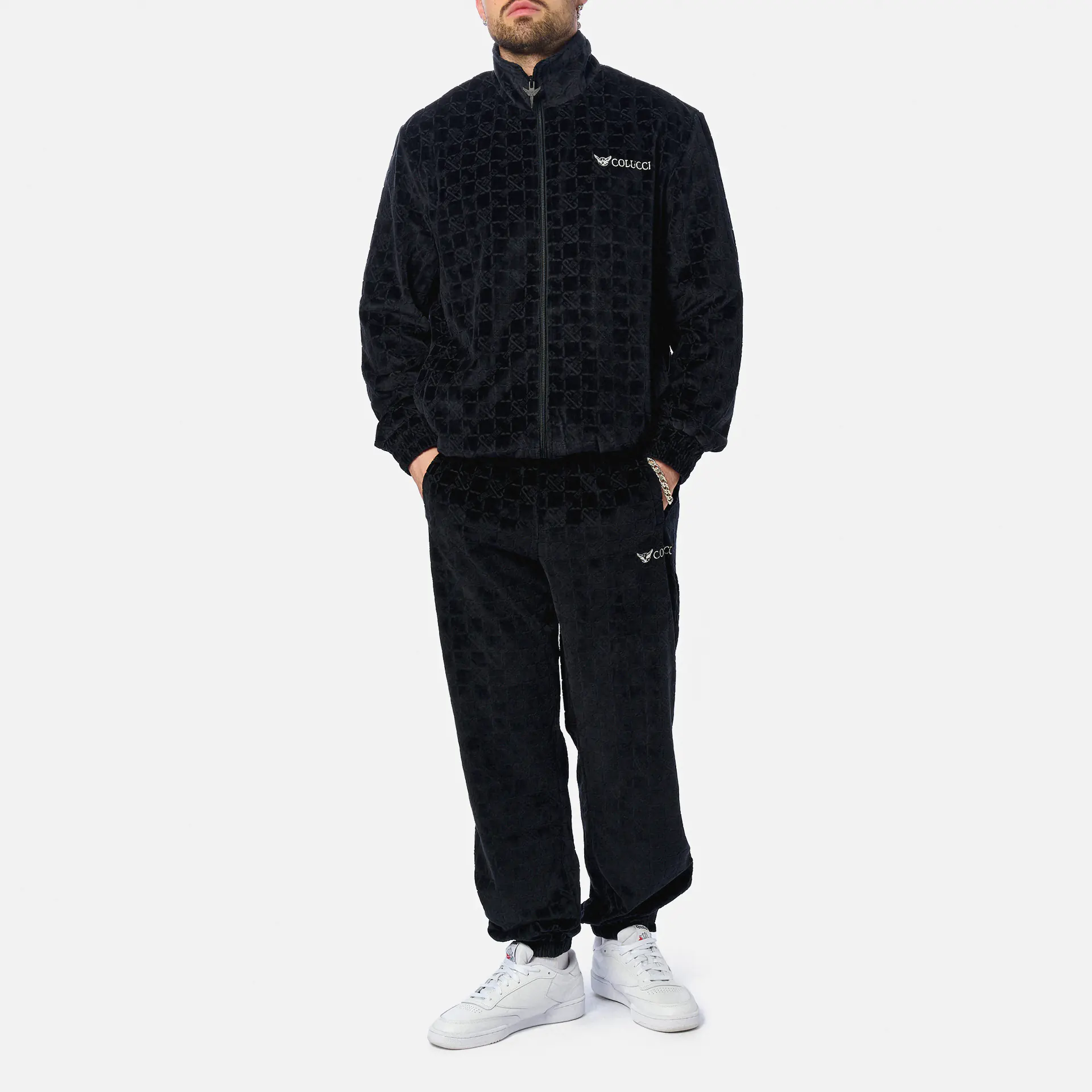 Colucci Monogramm Velours Track Jacket Black