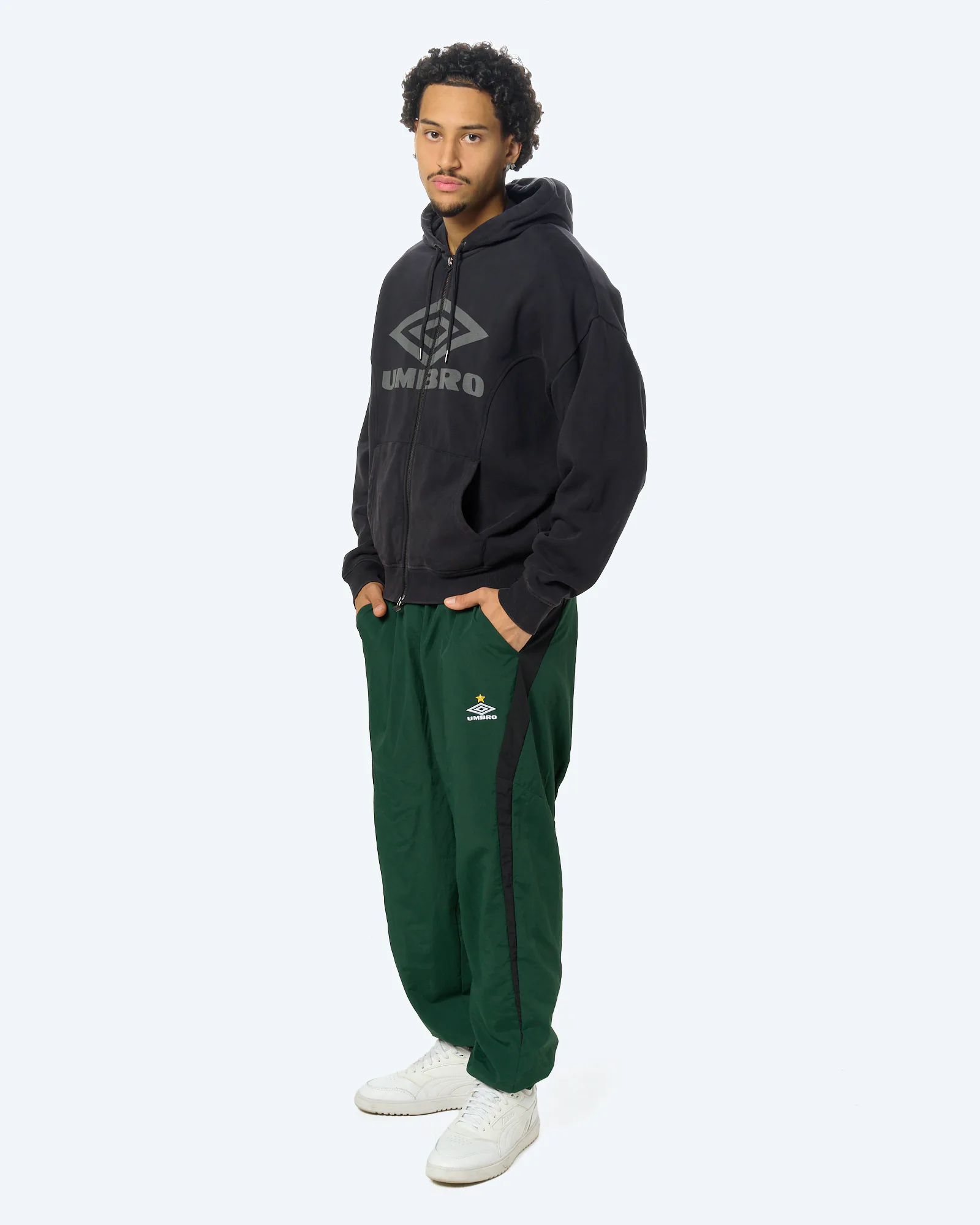 Washed Zip Through Hoodie Black/Sedona Sage