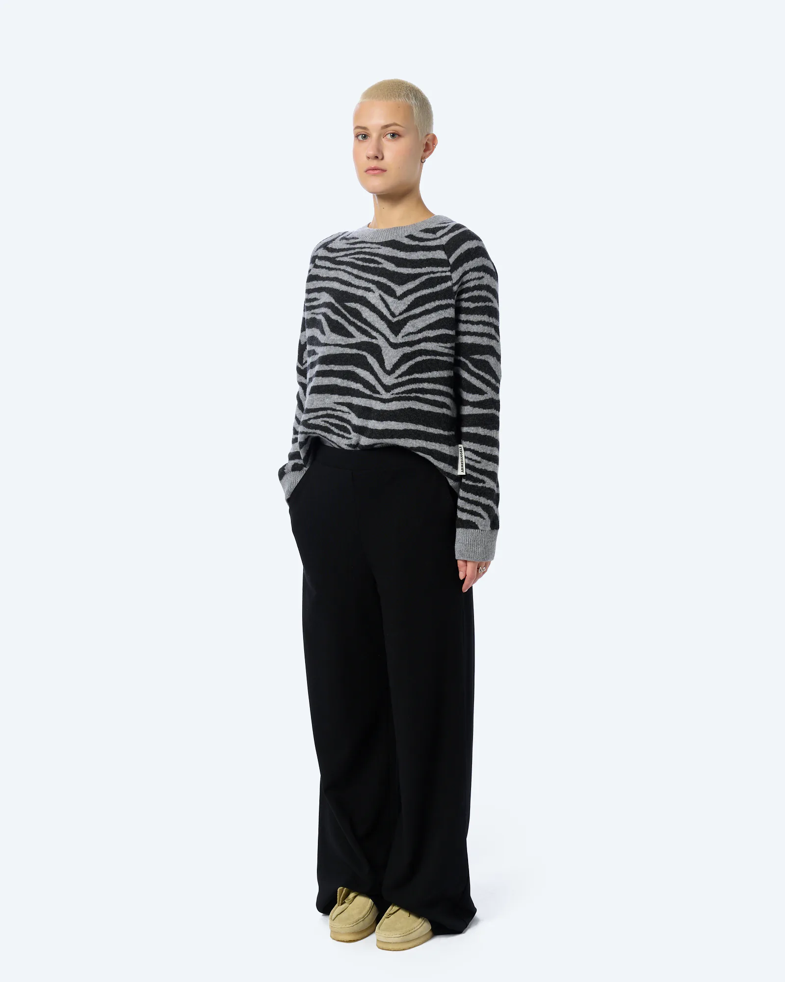 ARMEDANGELS LILIRIAA ZEBRARAA Knit Sweatshirt Silver melange/Steel melange