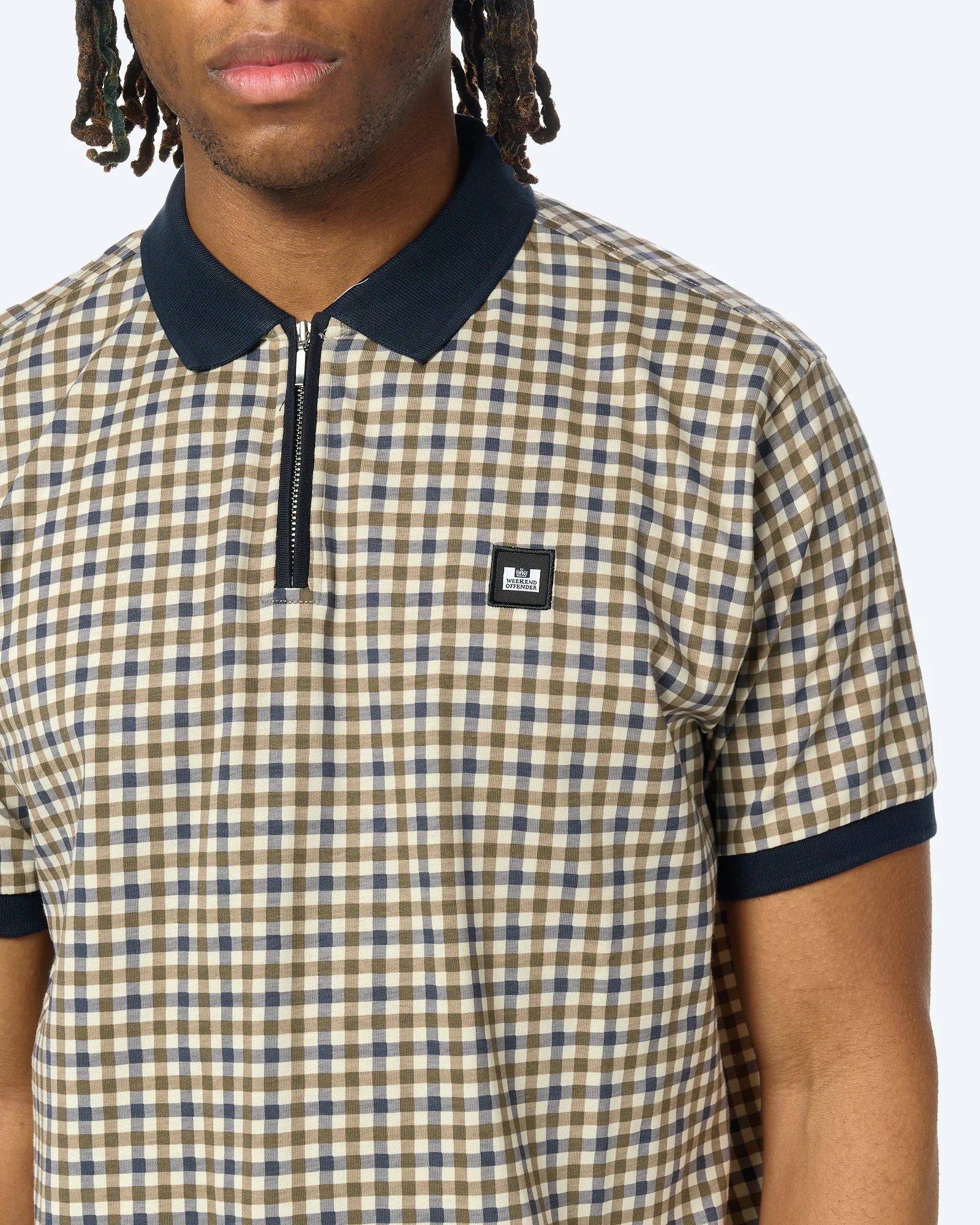 Weekend Offender Merane All Over Check Polo Shirt Brown Multi