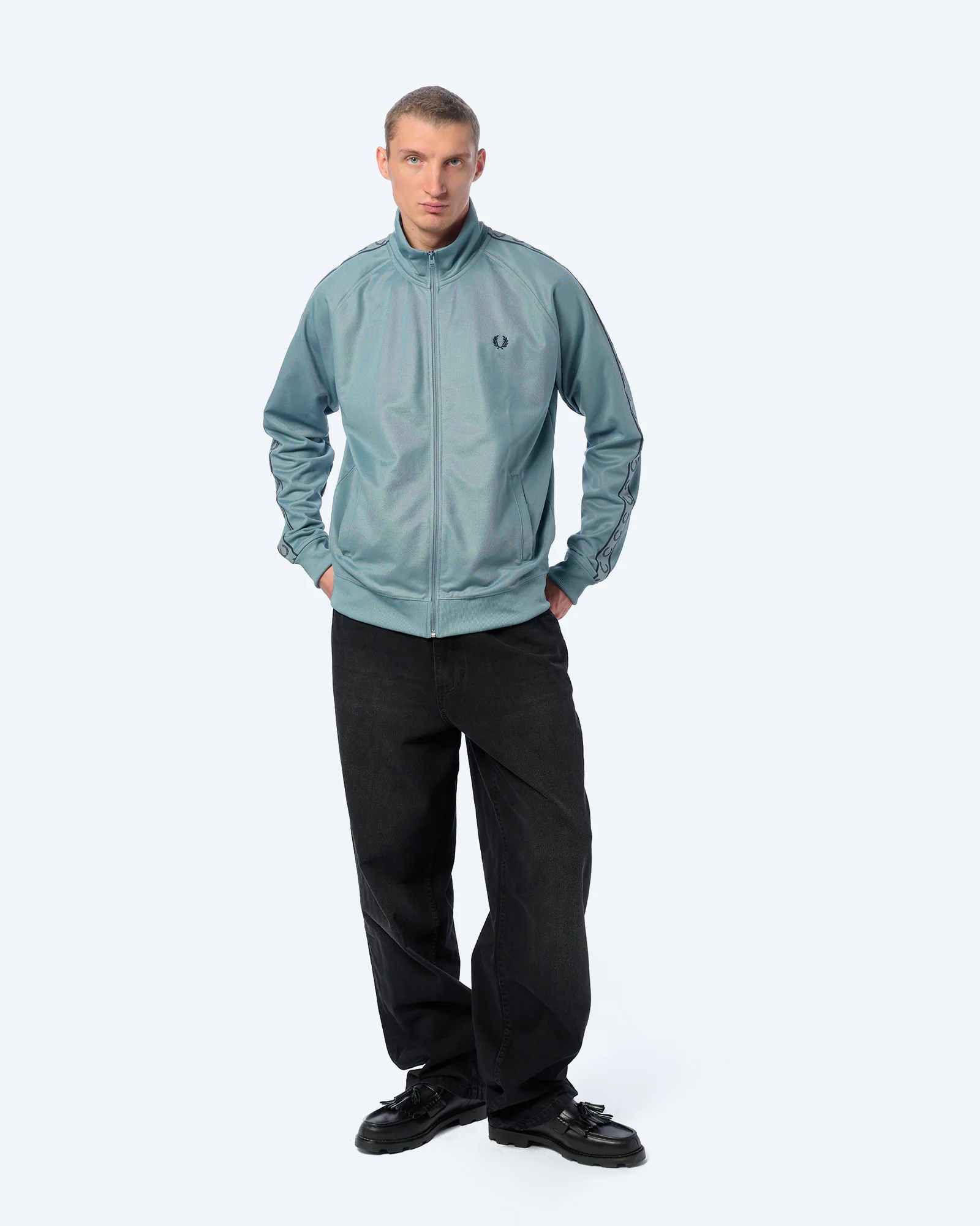 Fred Perry Contrast Tape Track Jacket Stockport Blue/Navy