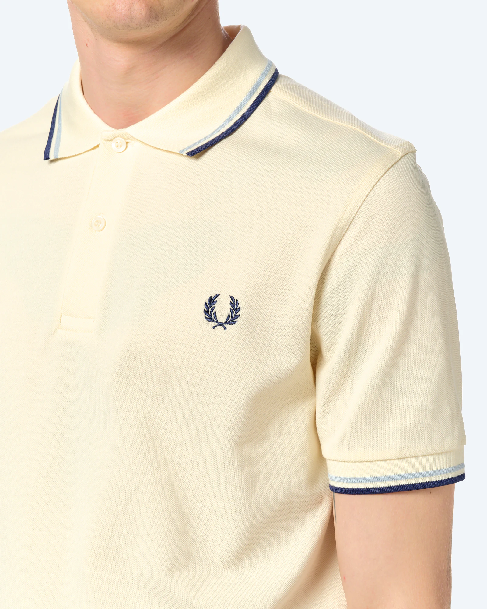 Fred Perry Twin Tipped Polo Shirt Eecru/Dusky Blue/French Navy