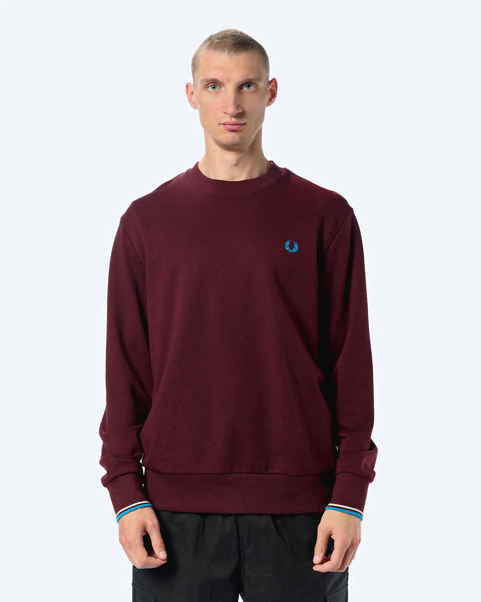 Fred Perry Crew Neck Sweatshirt Oxblood/Ecru/Court Blue