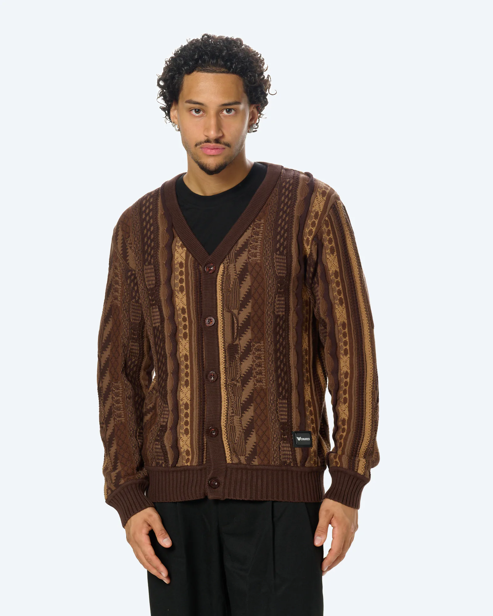 3D Knit AOP Cardigan Brown