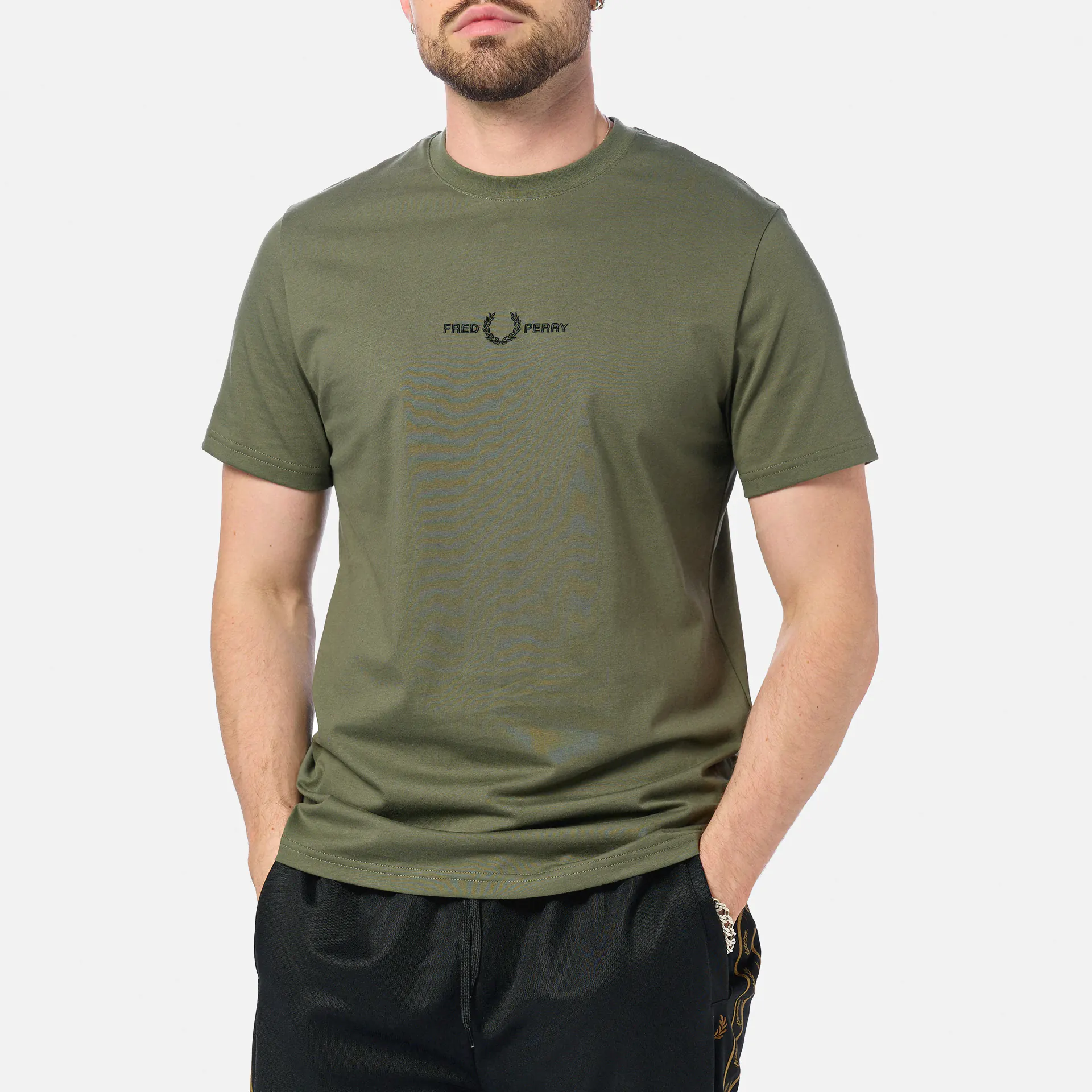 Fred Perry Embroidered T-Shirt Laurel Wreath Green