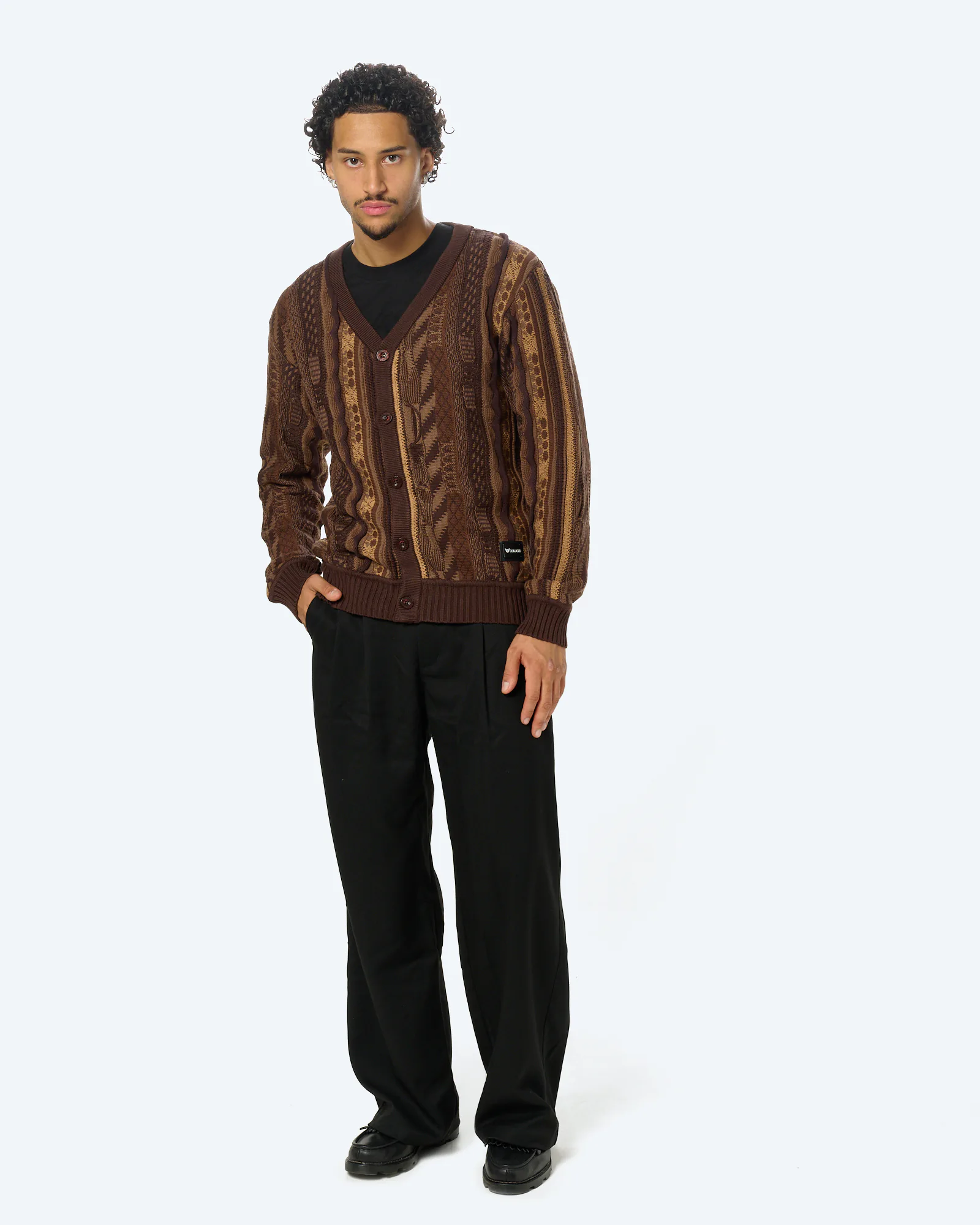 3D Knit AOP Cardigan Brown