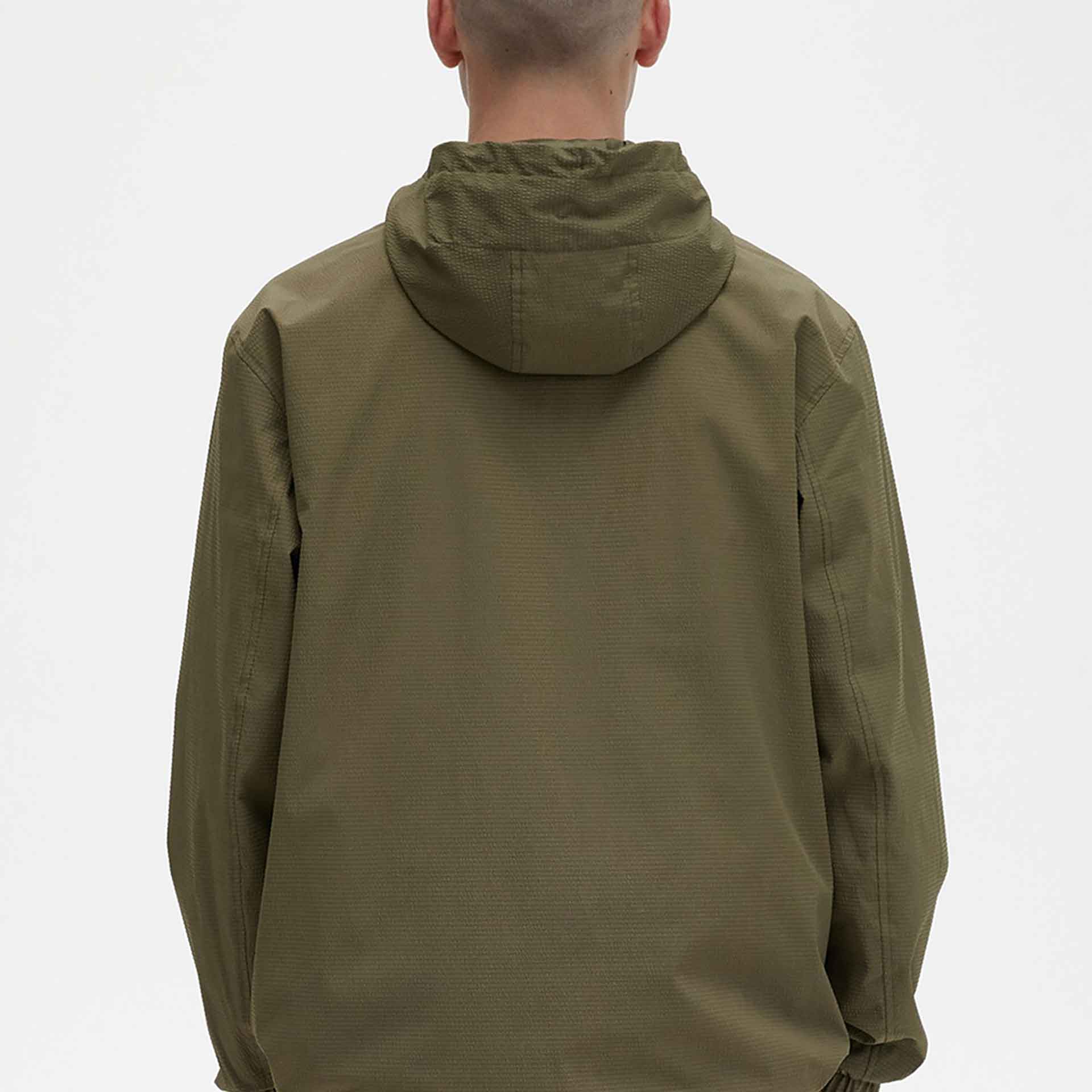 Fred Perry Seersucker Half Zip Jacket Uniform Green