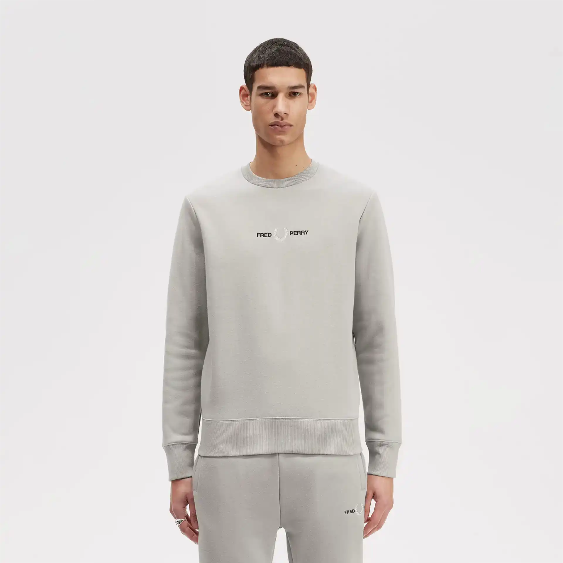 Fred Perry Embroidered Sweatshirt Limestone