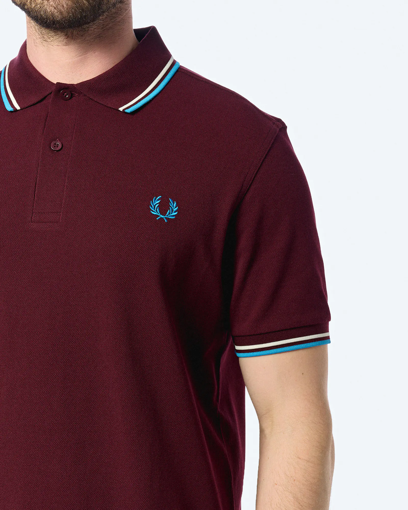 Fred Perry Twin Tipped Polo Shirt Oxblood/Ecru/Court Blue