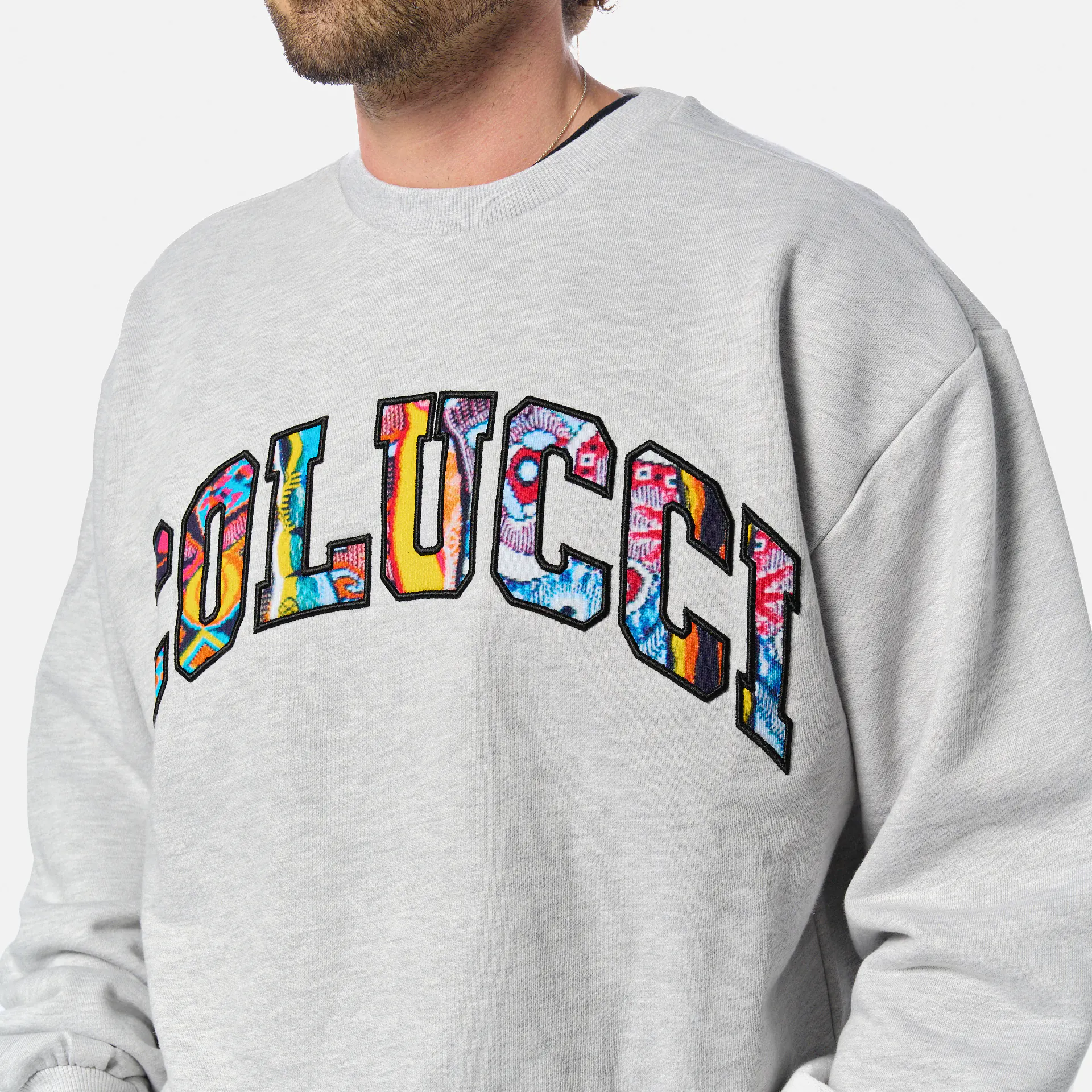 Colucci Crewneck Sweatshirt College Grey Melange Multi