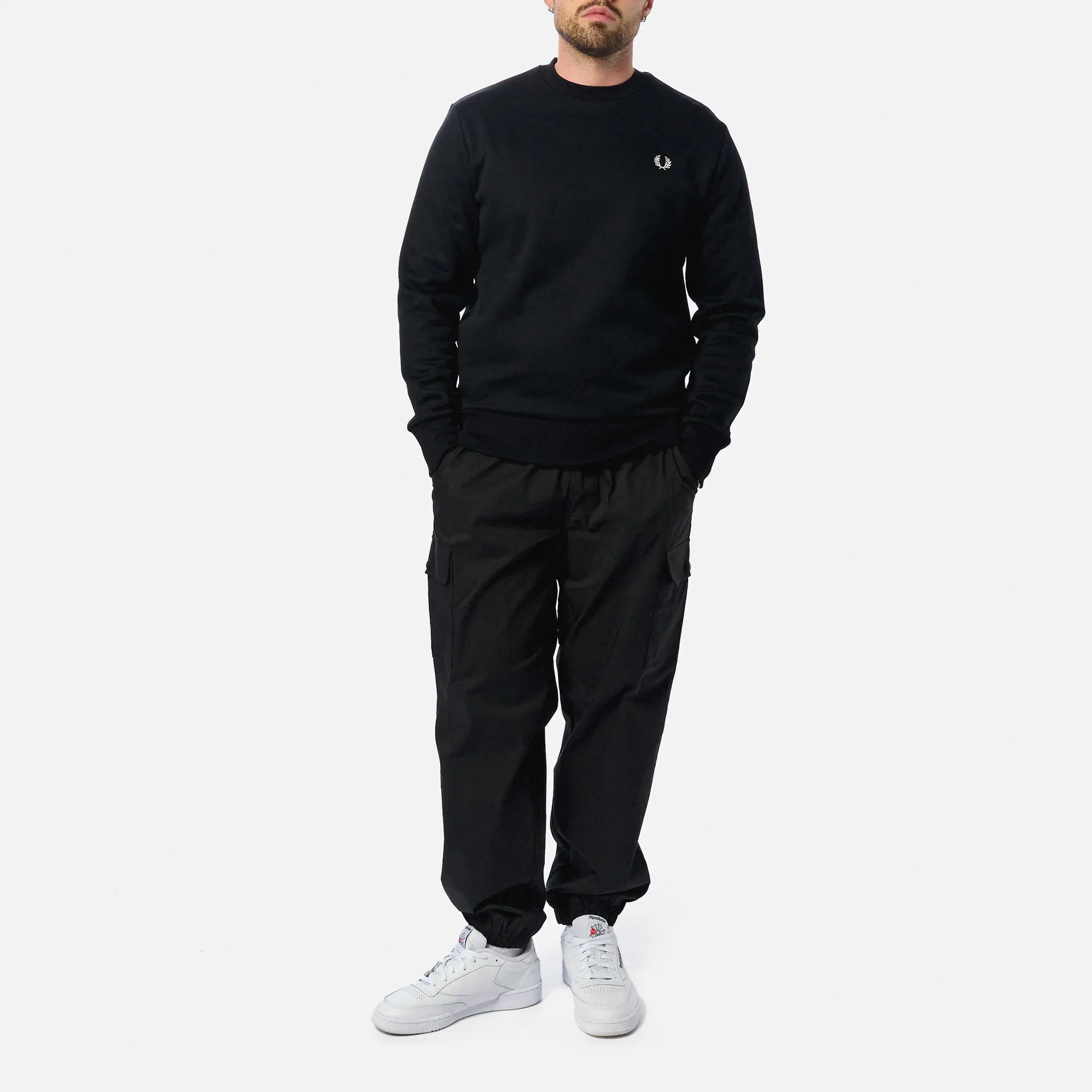 Fred Perry Bold Branding Crew Neck Sweatshirt Black