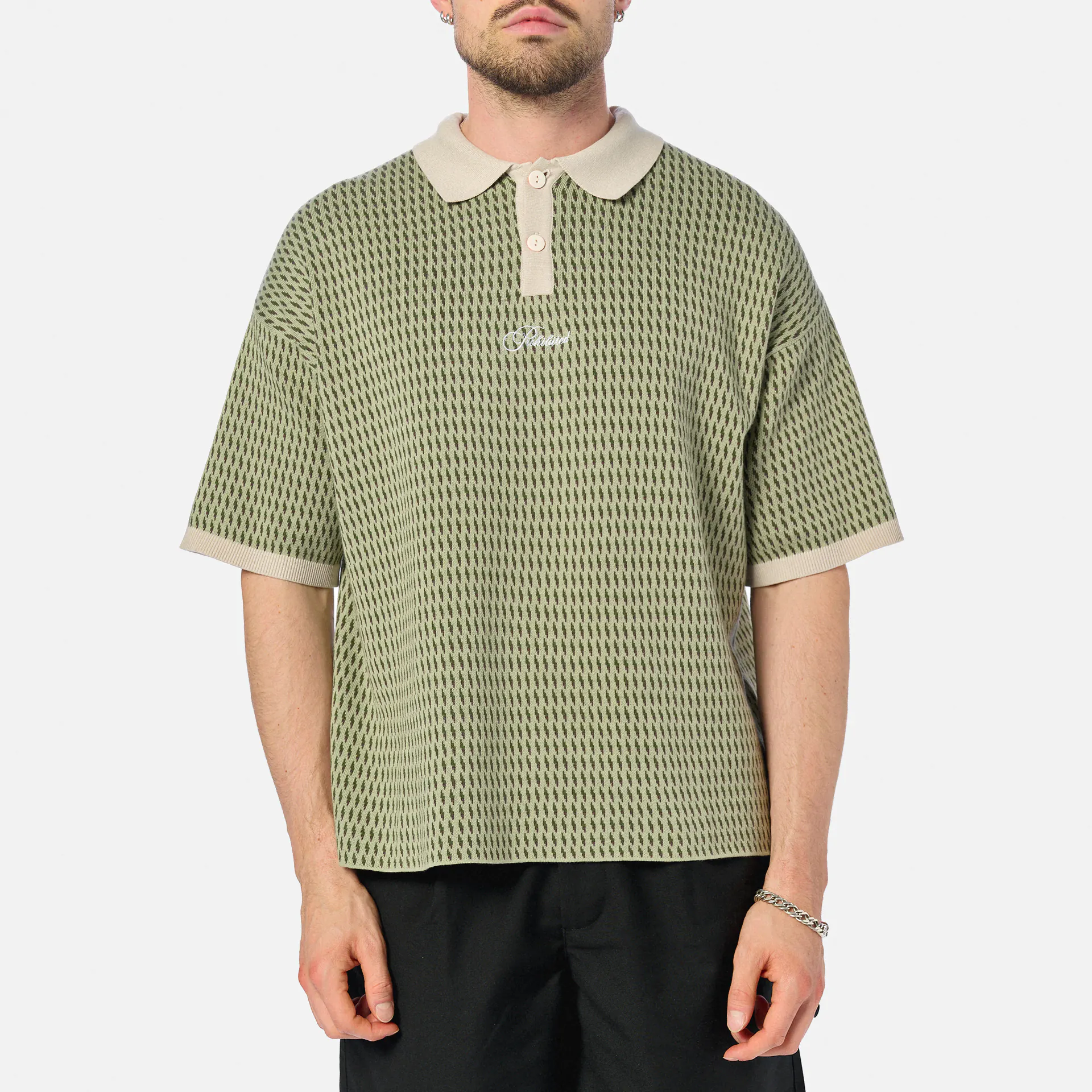 Prohibited Abstract Knitted Polo Green