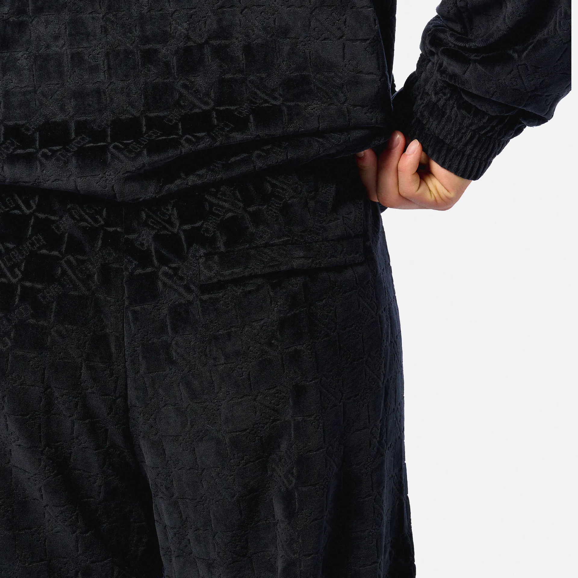 Colucci Monogramm Velours Track Pants Black