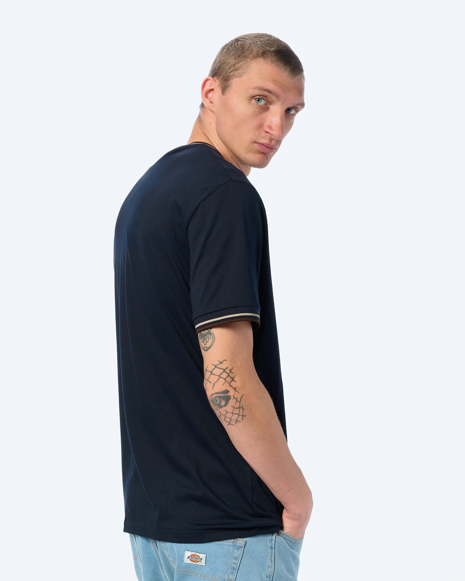 Fred Perry Twin Tipped T-Shirt Navy/Warm Oat/Burnt Tobacco