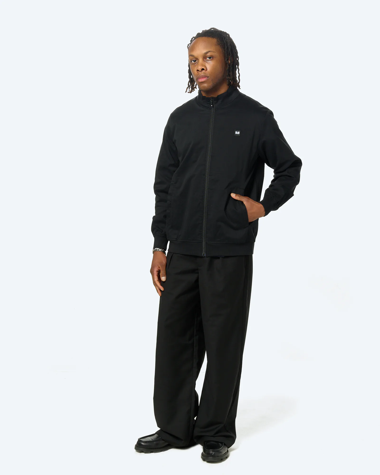 Weekend Offender Hemsley Track Top Cotton Black