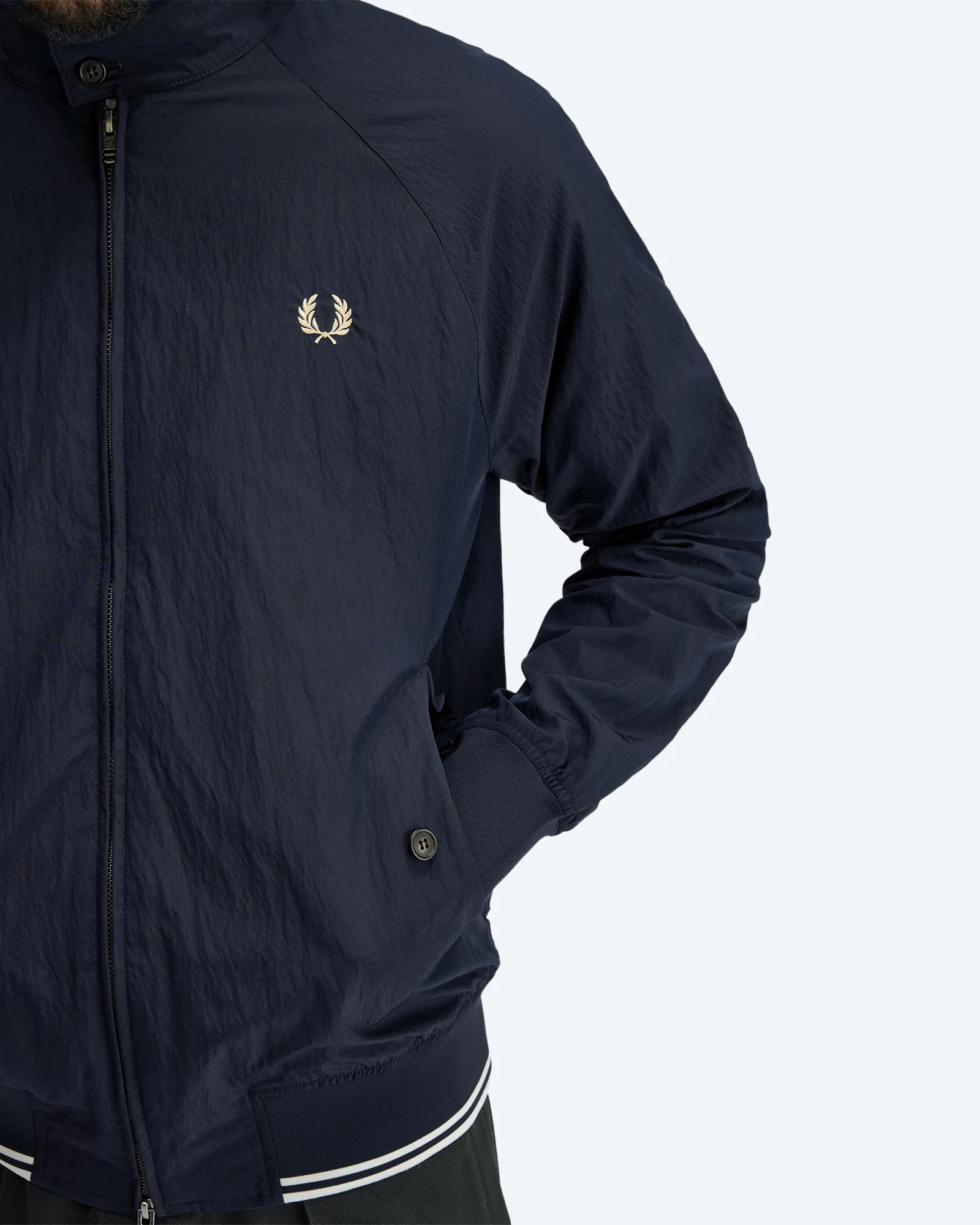 Fred Perry Crinkle Harrington Jacket Navy