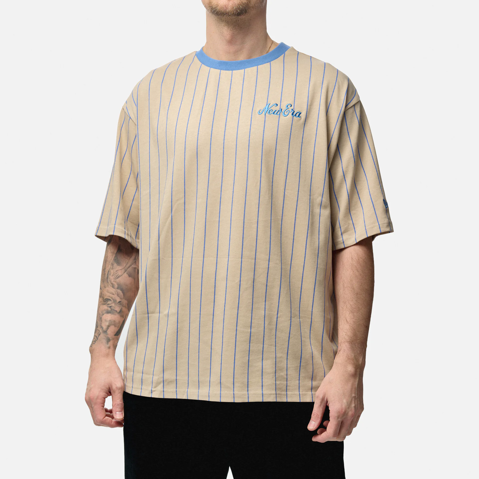 New Era Pinstripe Oversized T-Shirt Creme
