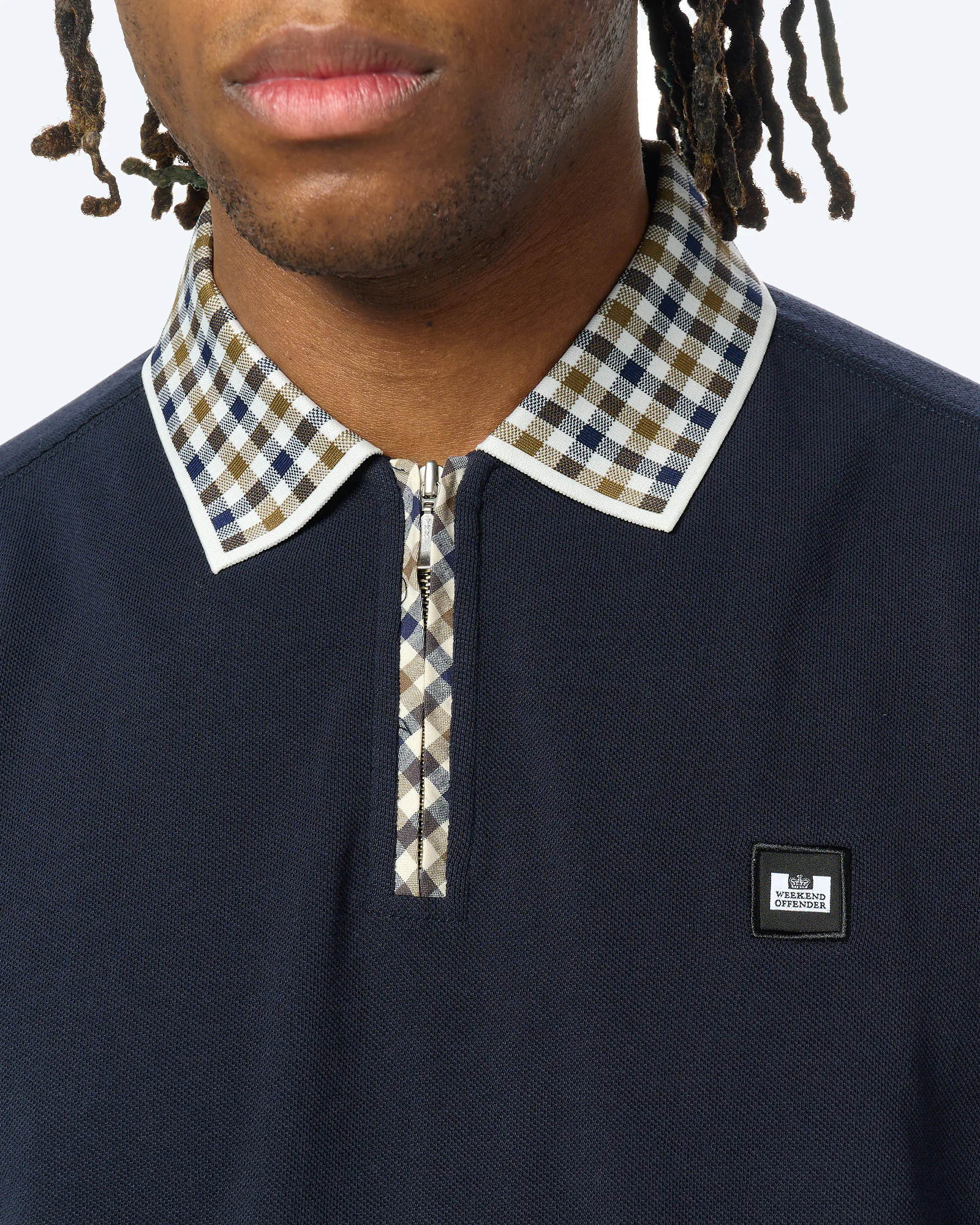 Weekend Offender Tipasa Jacquard Rib Polo Shirt Navy