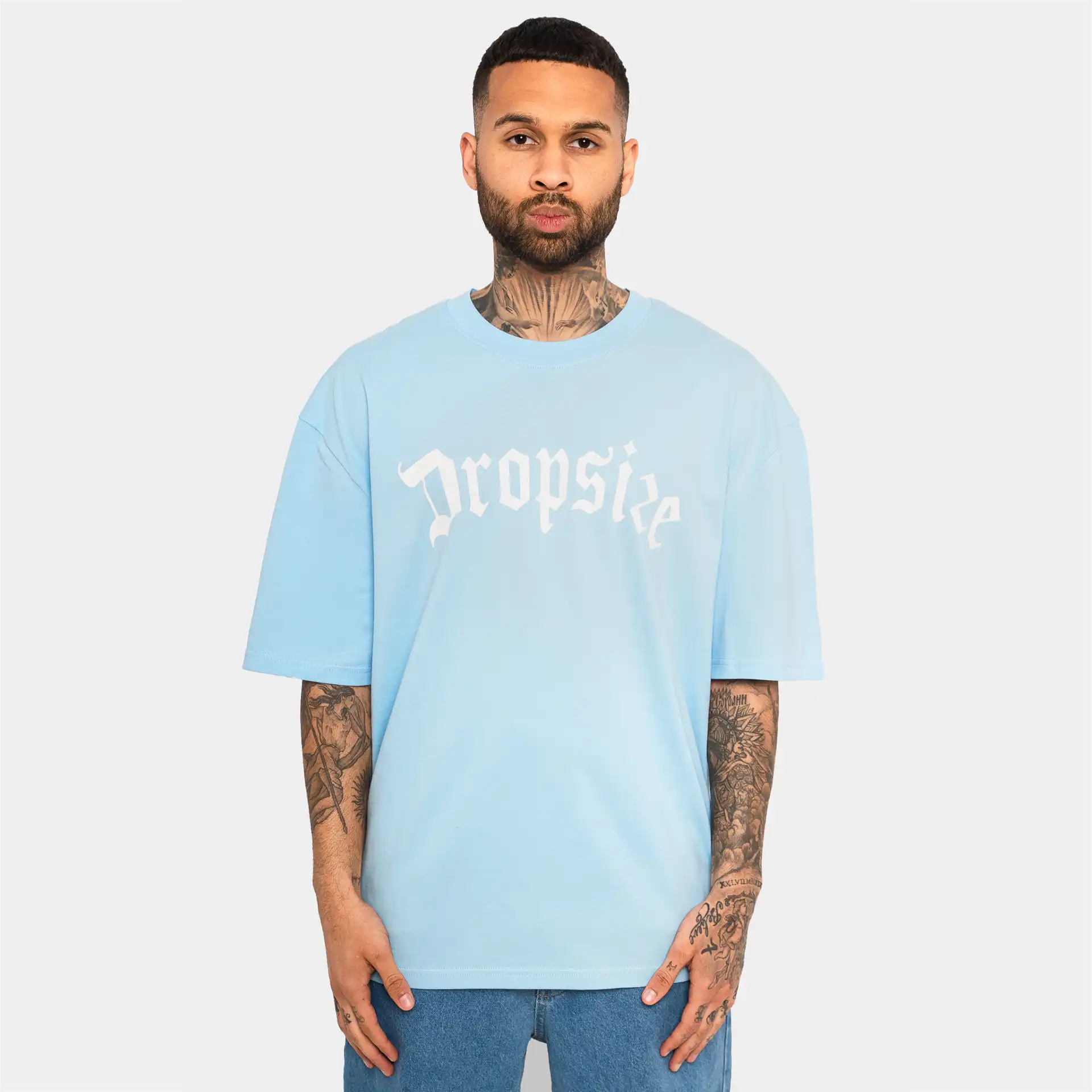 Dropsize Heavy Oversize Logo T-Shirt Baby Blue
