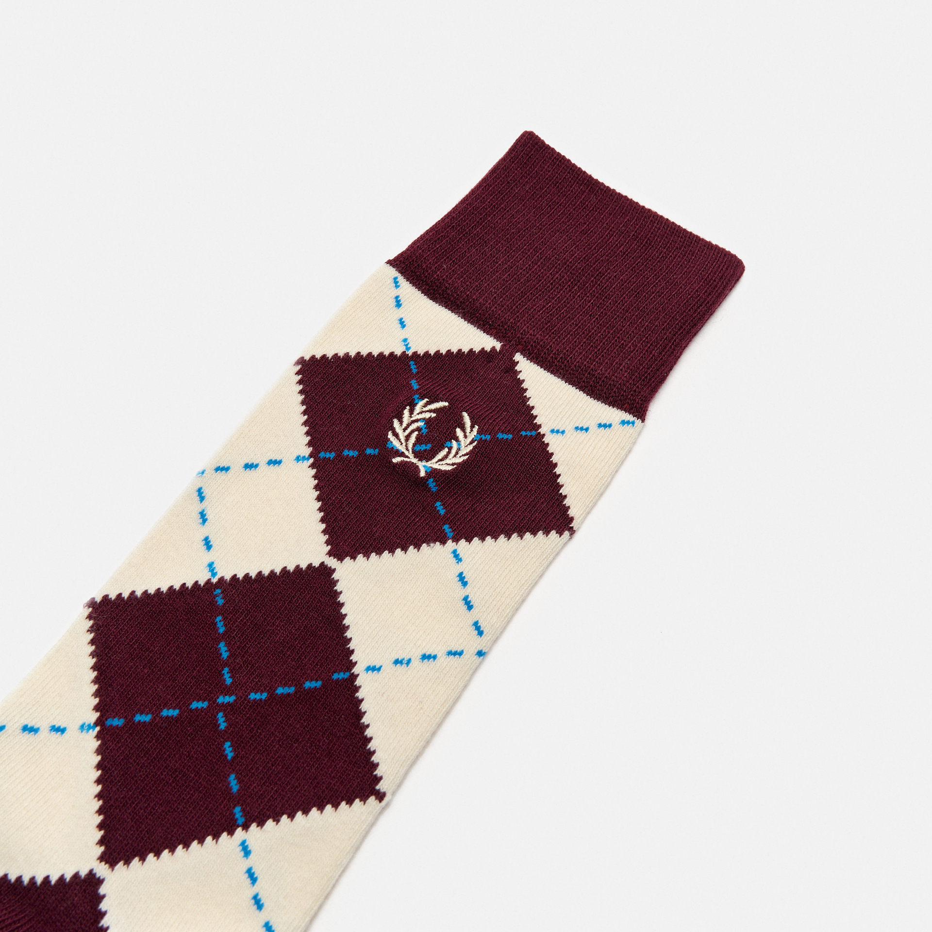 Fred Perry Jacquard Argyle Sock Oxblood/Ecru/Court Blue