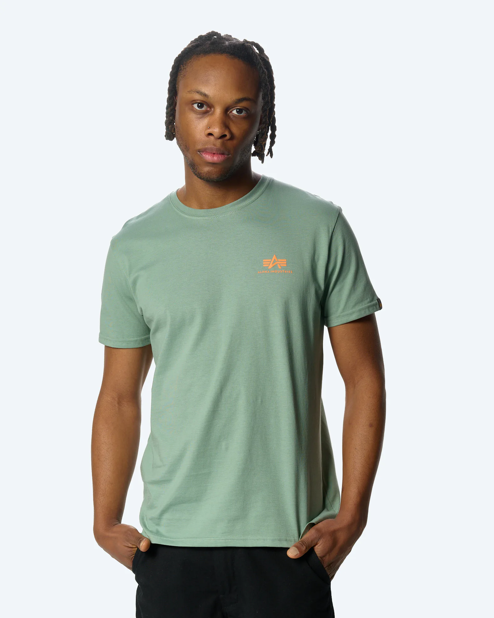Alpha Industries Basic T-Shirt Small Logo Frosted Green Kopie