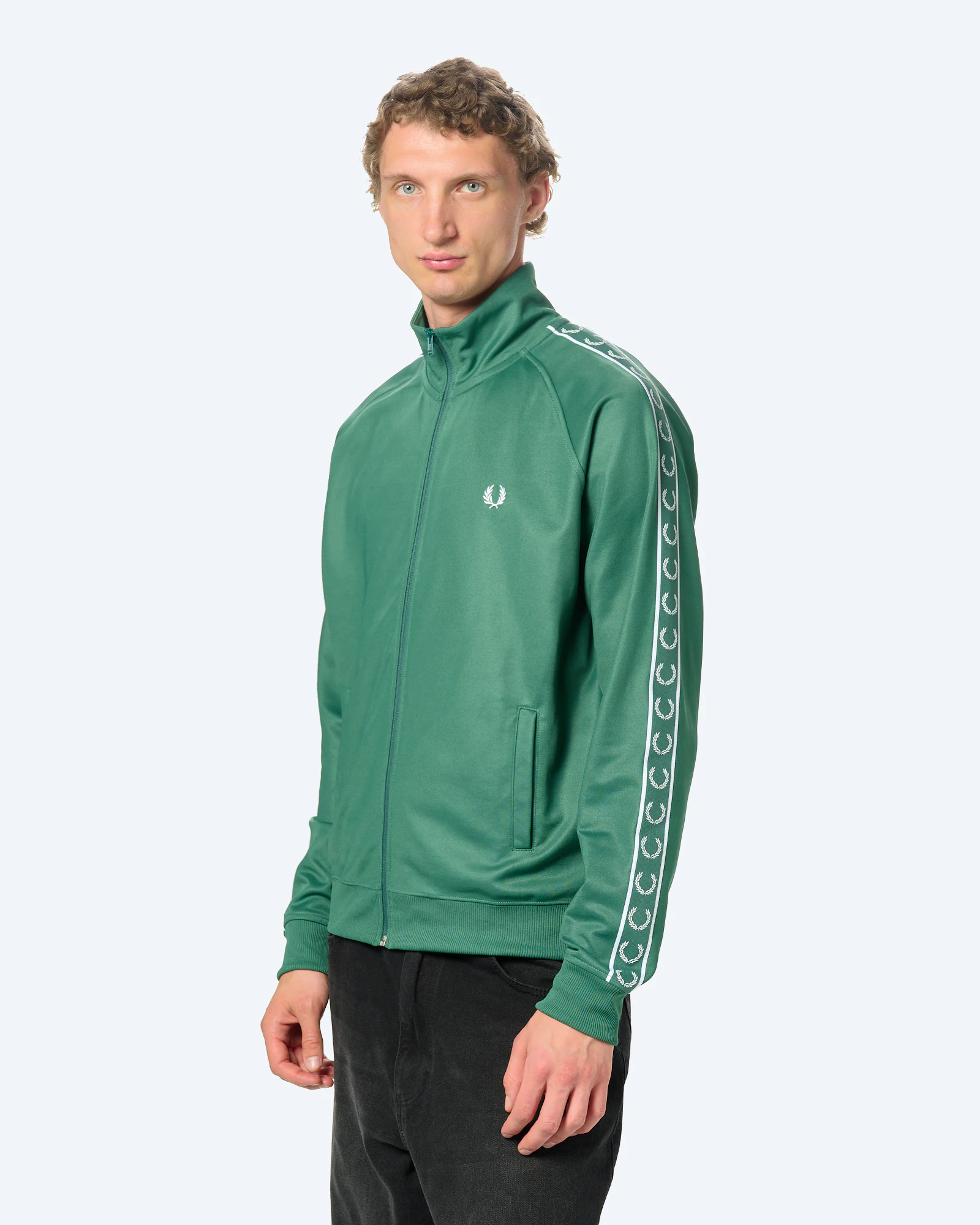 Fred Perry Contrast Tape Track Jacket Sport Green