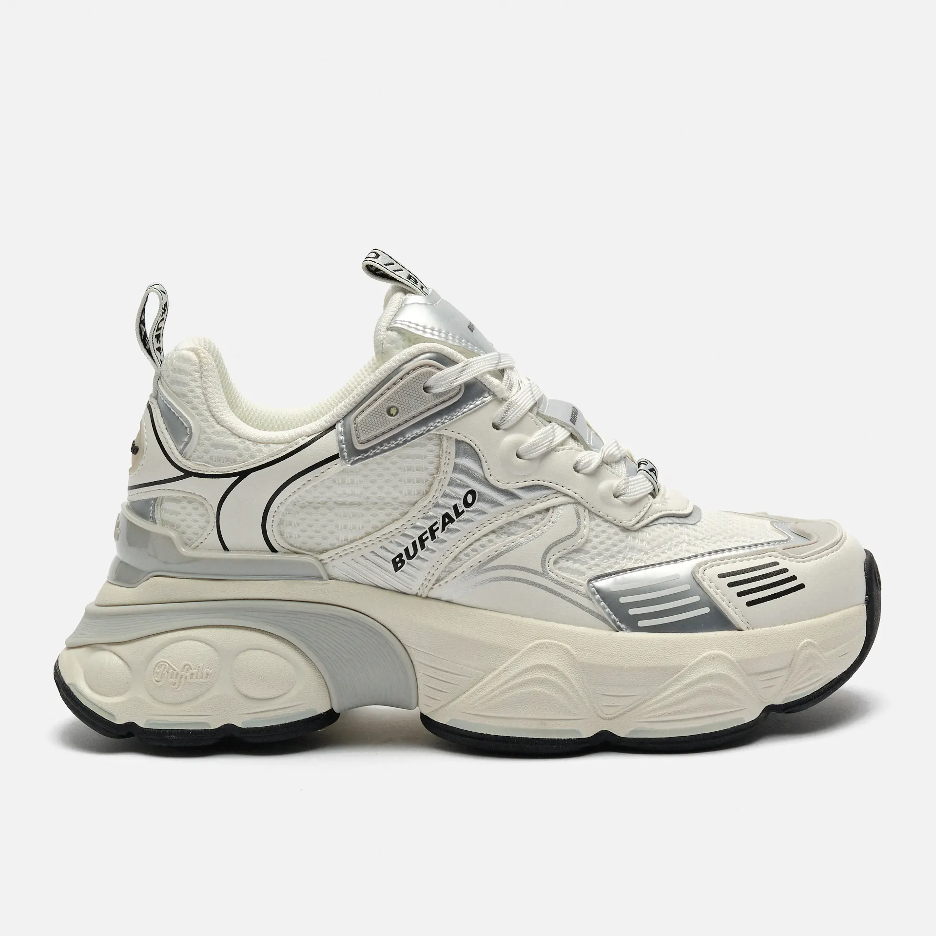Buffalo Truck Vegan Nappa/Mesh Sneaker White/Silver