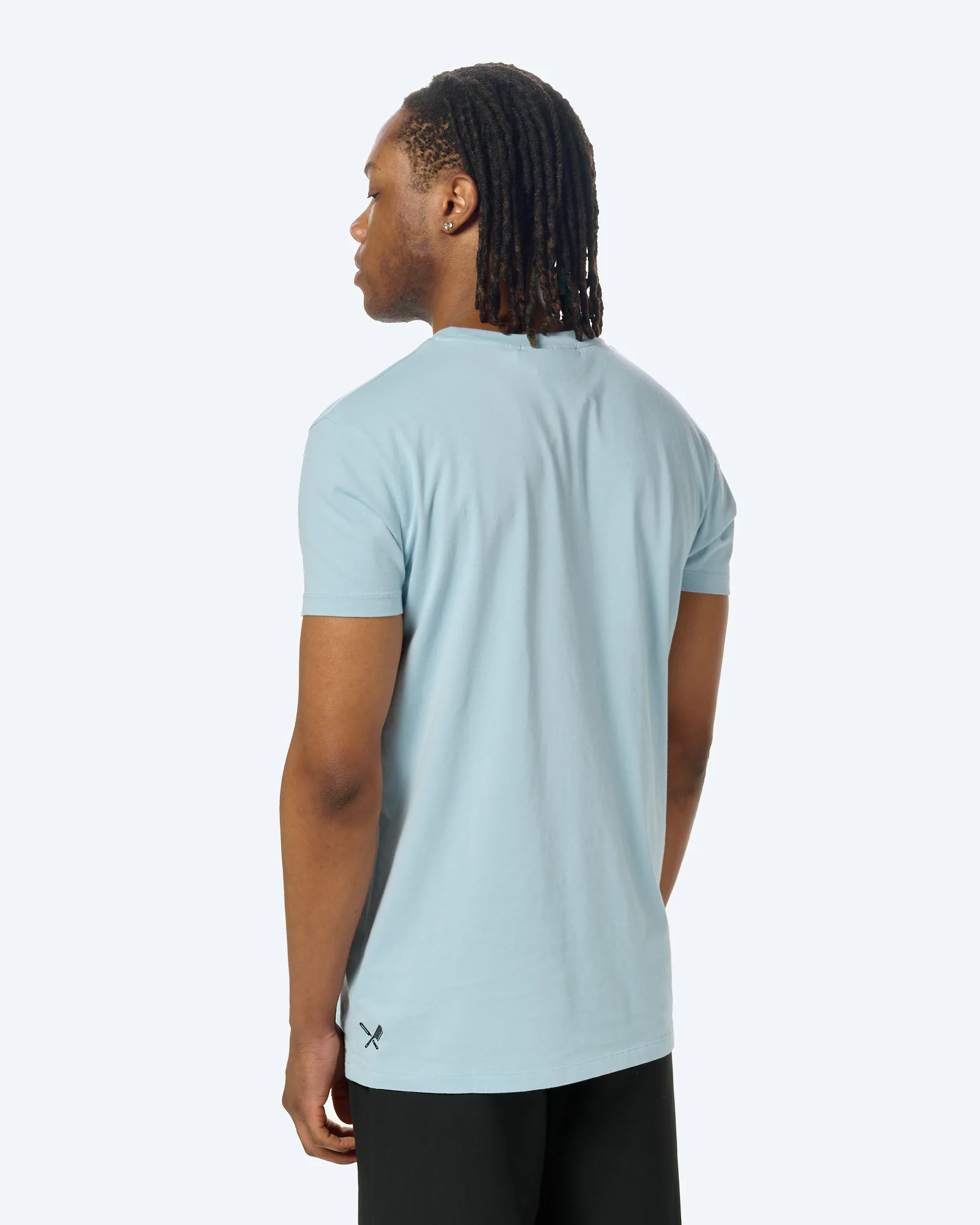 Distorted People Classic Crew Neck Peached T-Shirt Celestial Blue