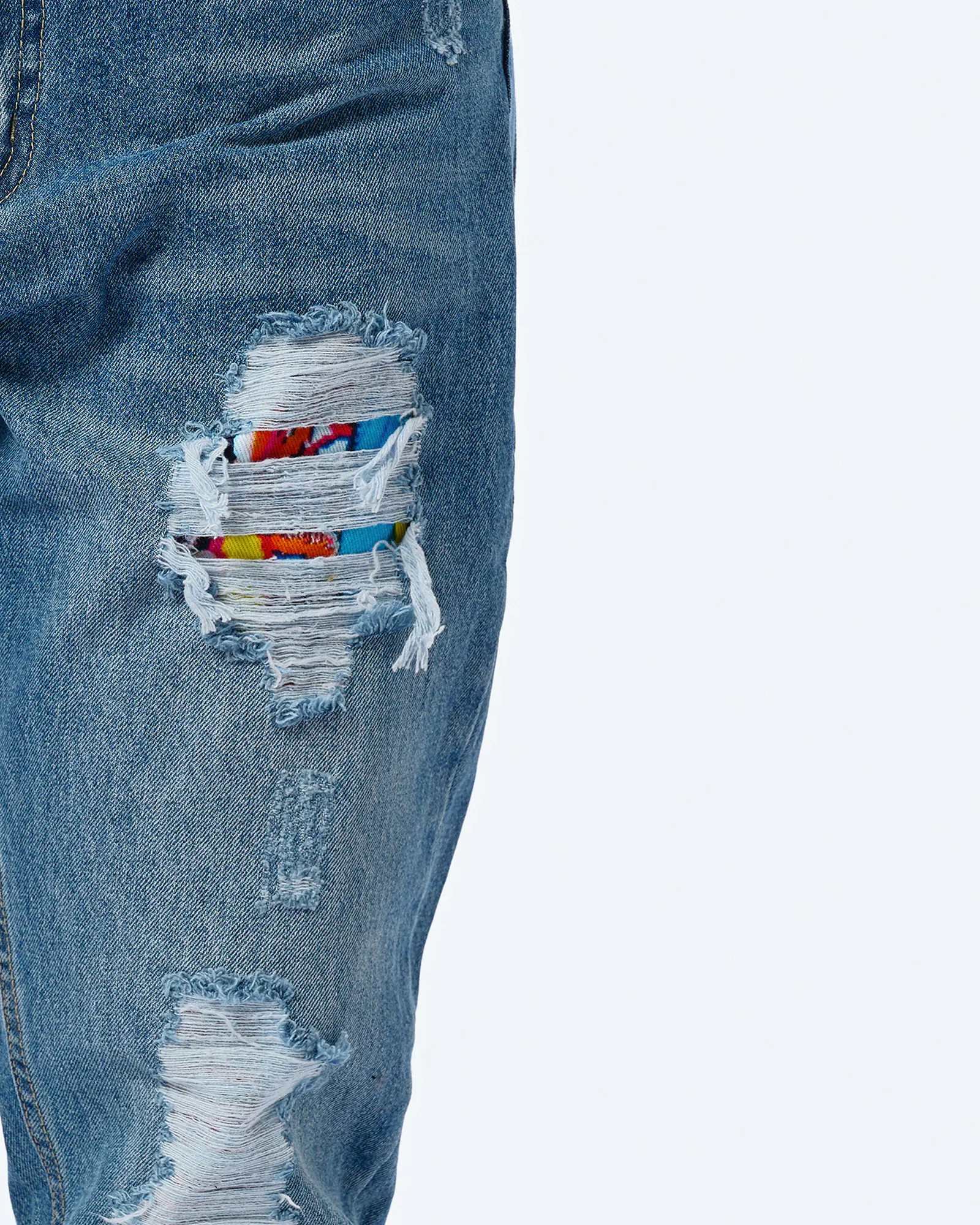 Colucci Straight Jeans Pants Distressed Mid Blue Colucci Straight Jeans Pants Distressed Mid Blue