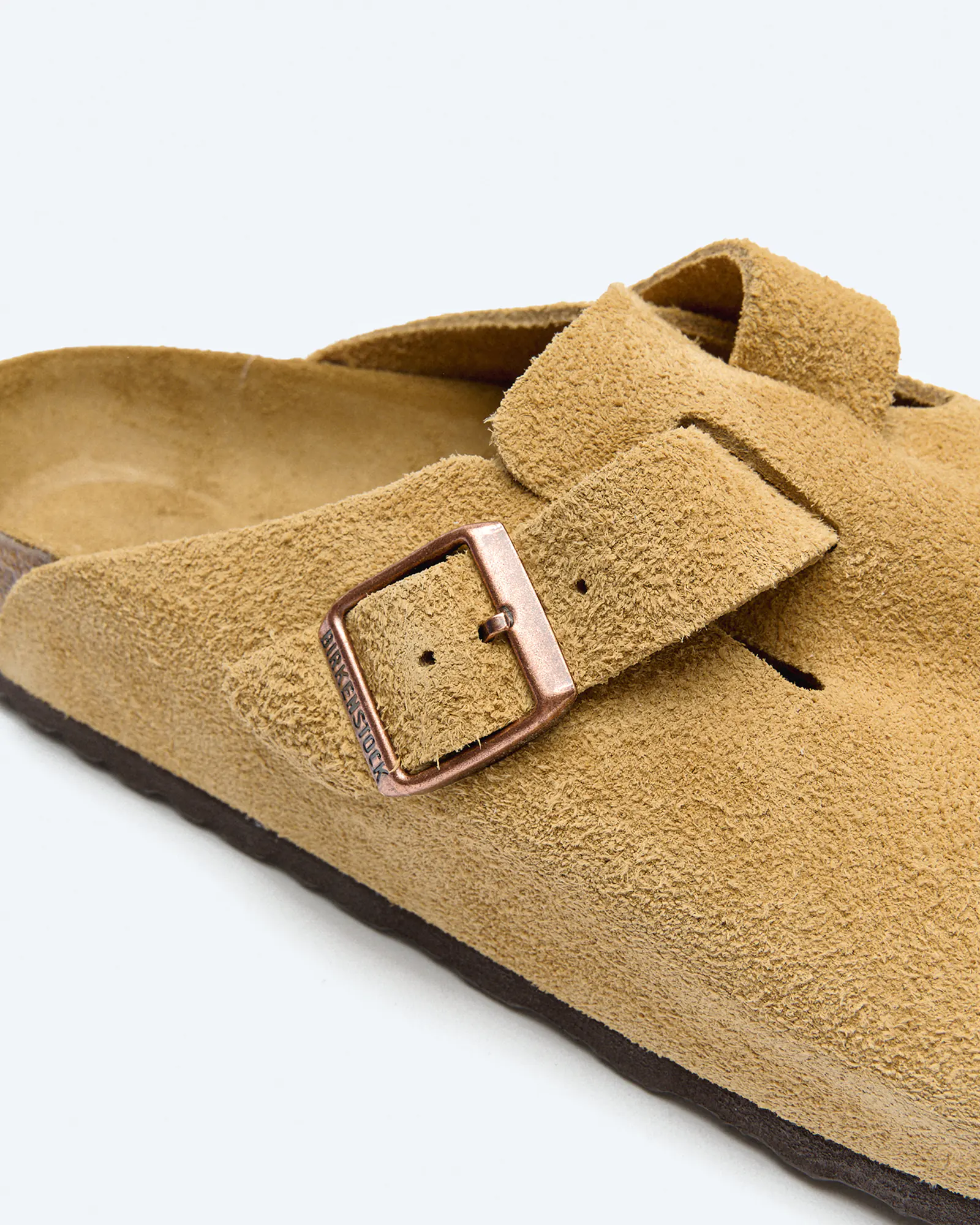 Birkenstock Boston Suede Leather Sandals Latte Cream