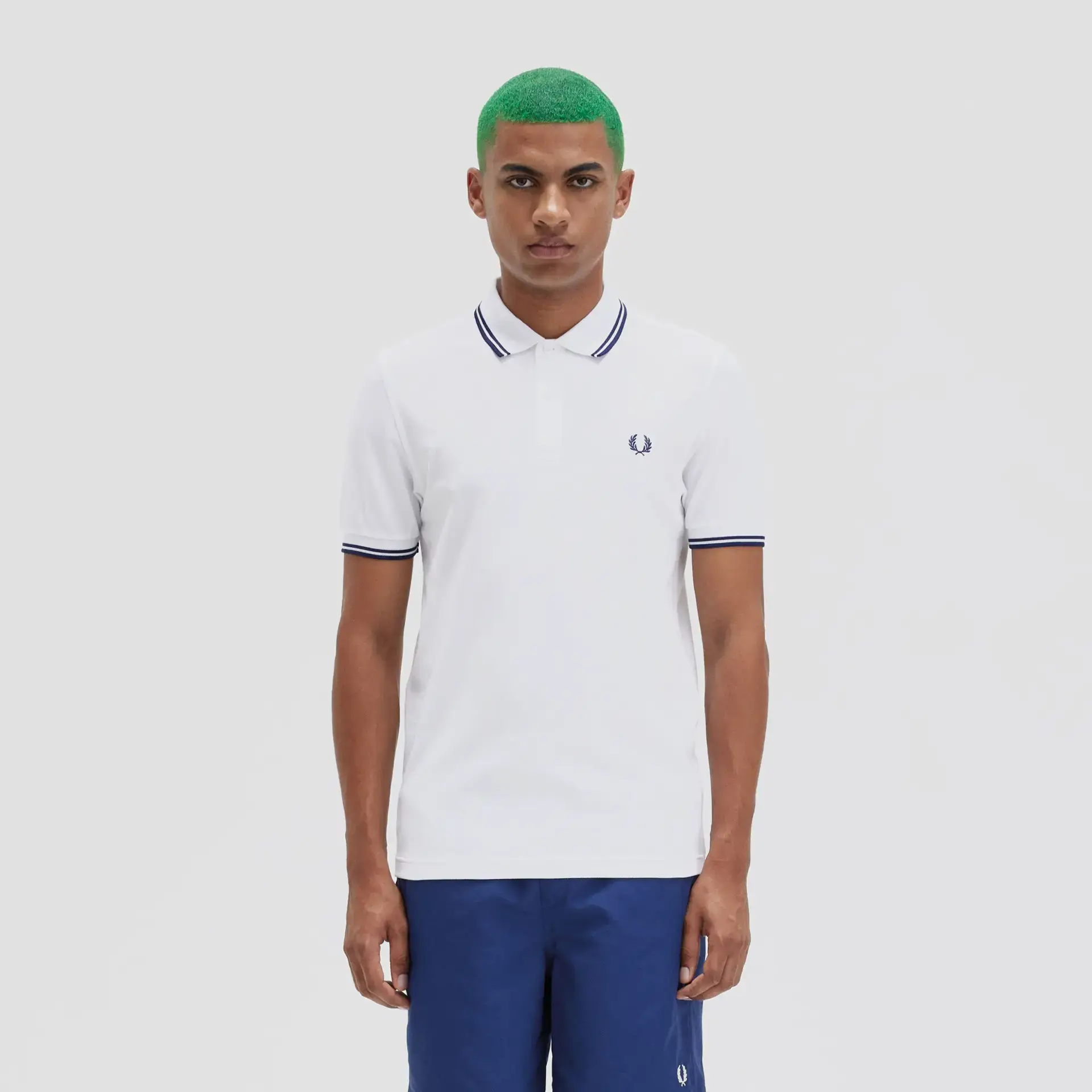 Fred Perry Twin Tipped Polo Shirt White/French Navy/French Navy