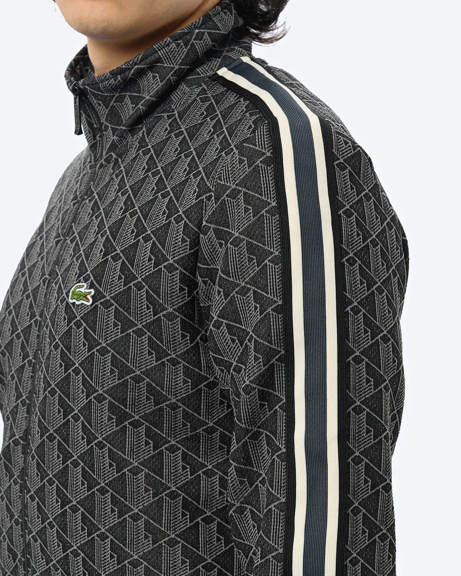 Lacoste Paris Monogram Jacquard Track Jacket Black/Graphite Lacoste Paris Monogram Jacquard Track Jacket Black/Graphite