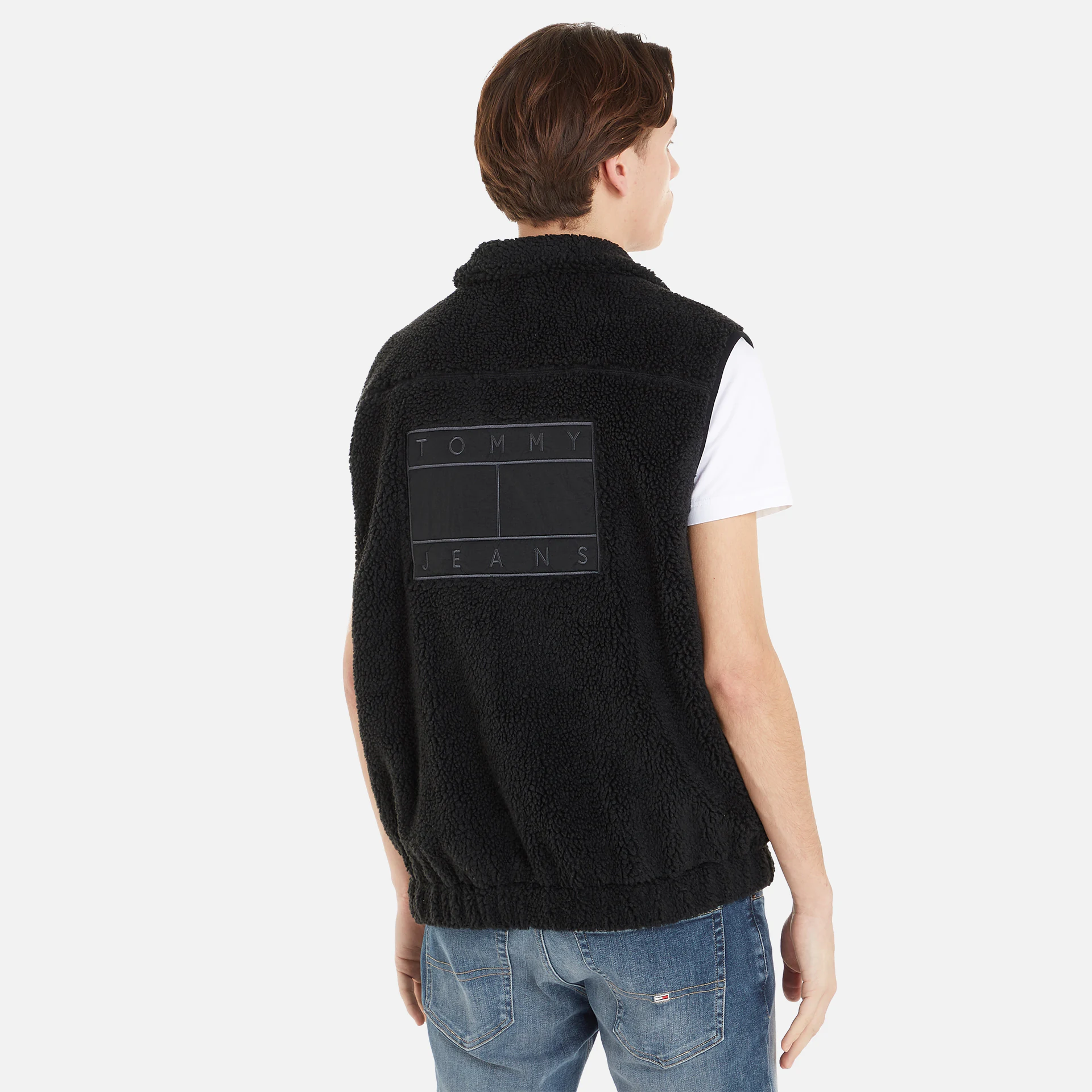 Tommy Jeans Mix Media Sherpa Vest Black