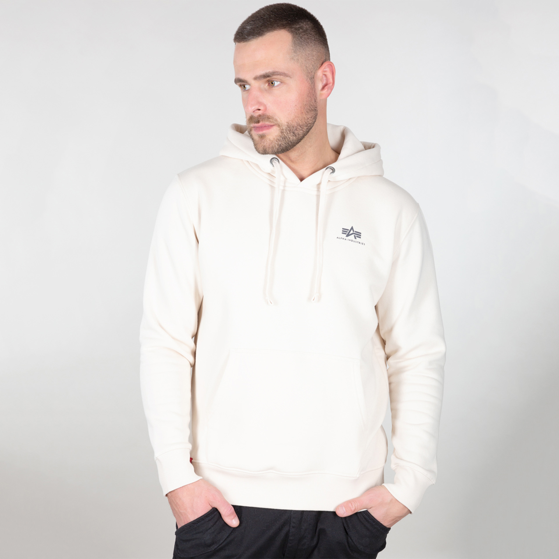 Alpha Industries Basic Hoody Small Logo Jet Stream White