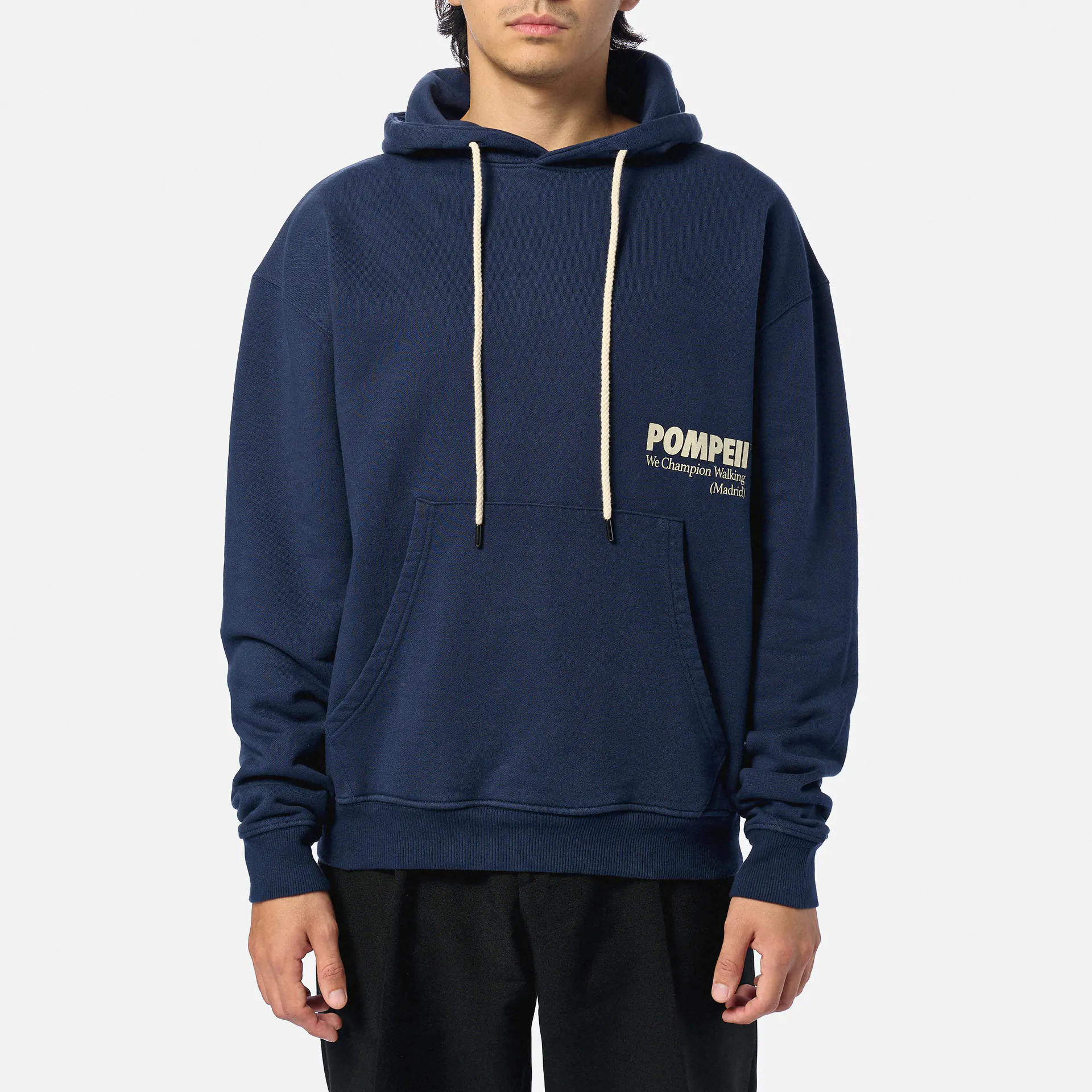 POMPEII Logo Regular Fit Hoodie Navy