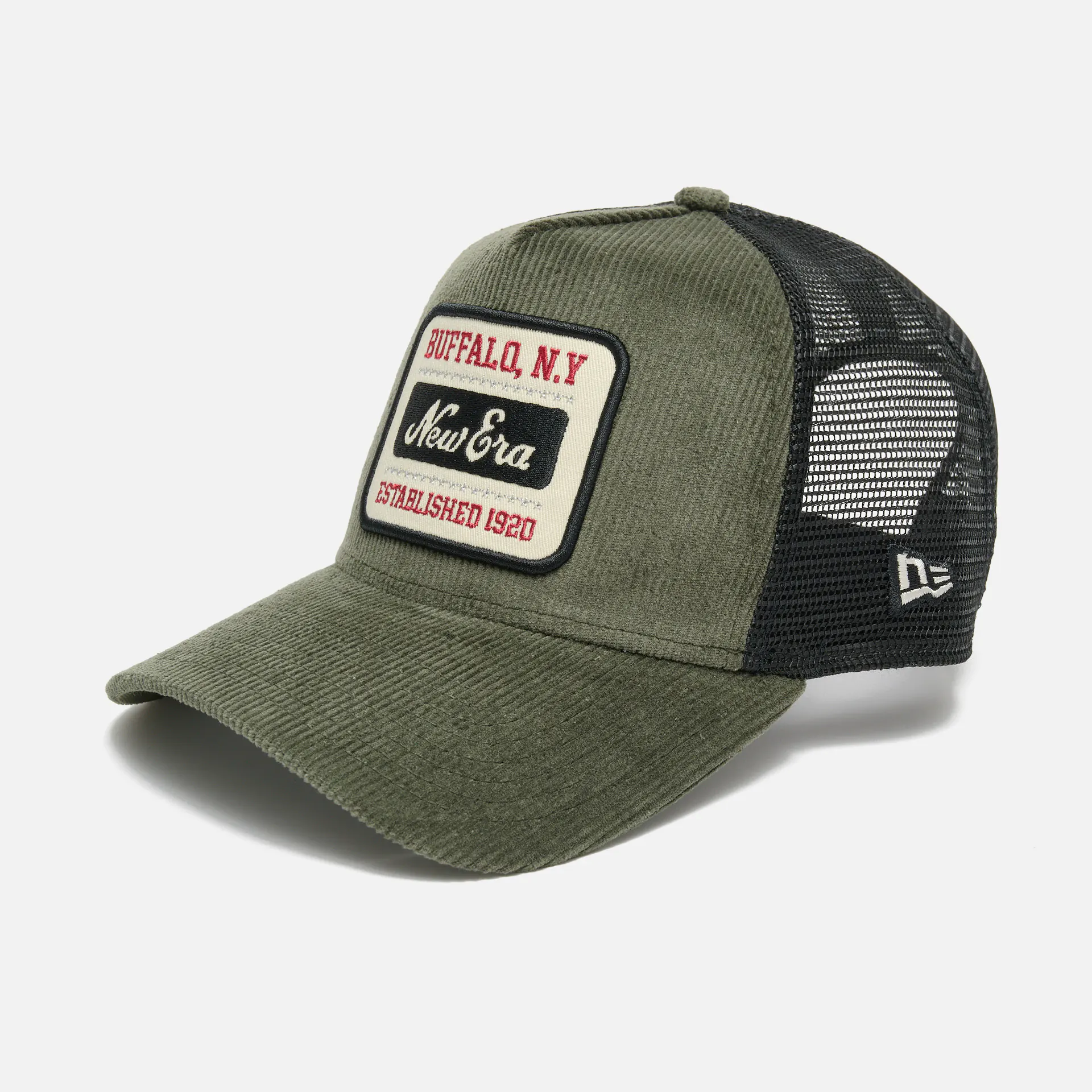 New Era Food 9Forty Cord Trucker Cap Medium Green NOVBLK
