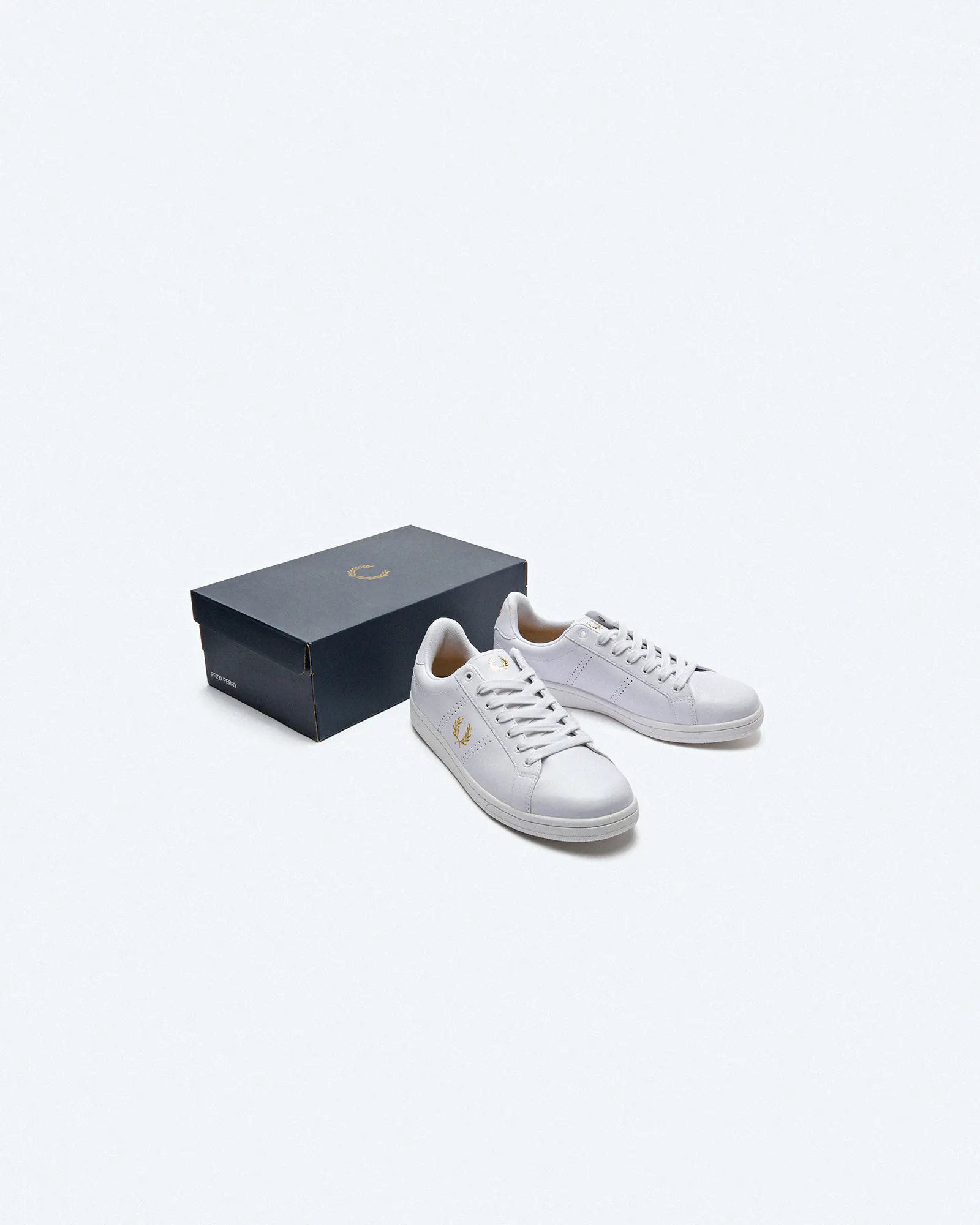 Fred Perry B721 Leather Sneakers White/Metallic Gold