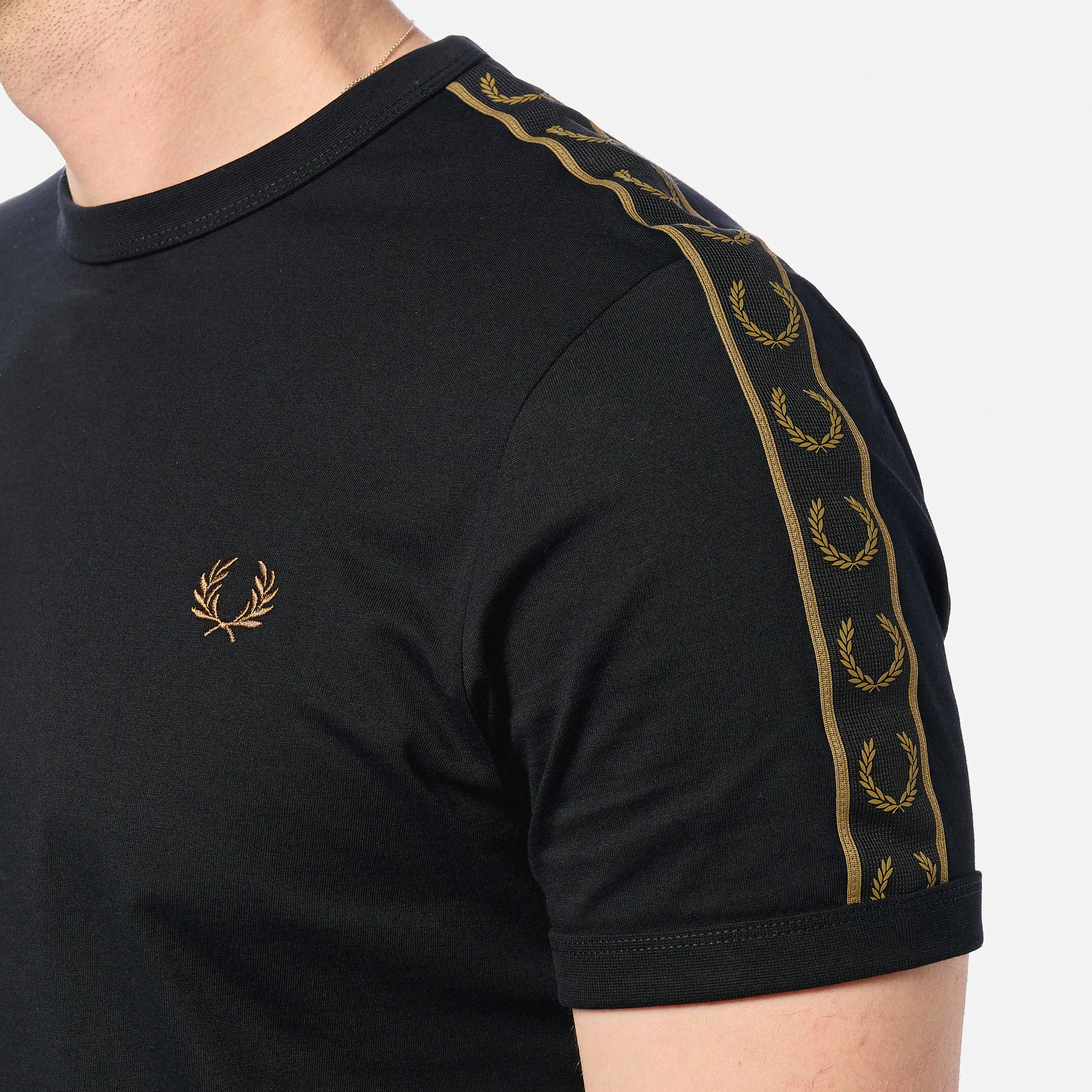 Fred Perry Contrast Tape Ringer T-Shirt Black/Shaded Stone