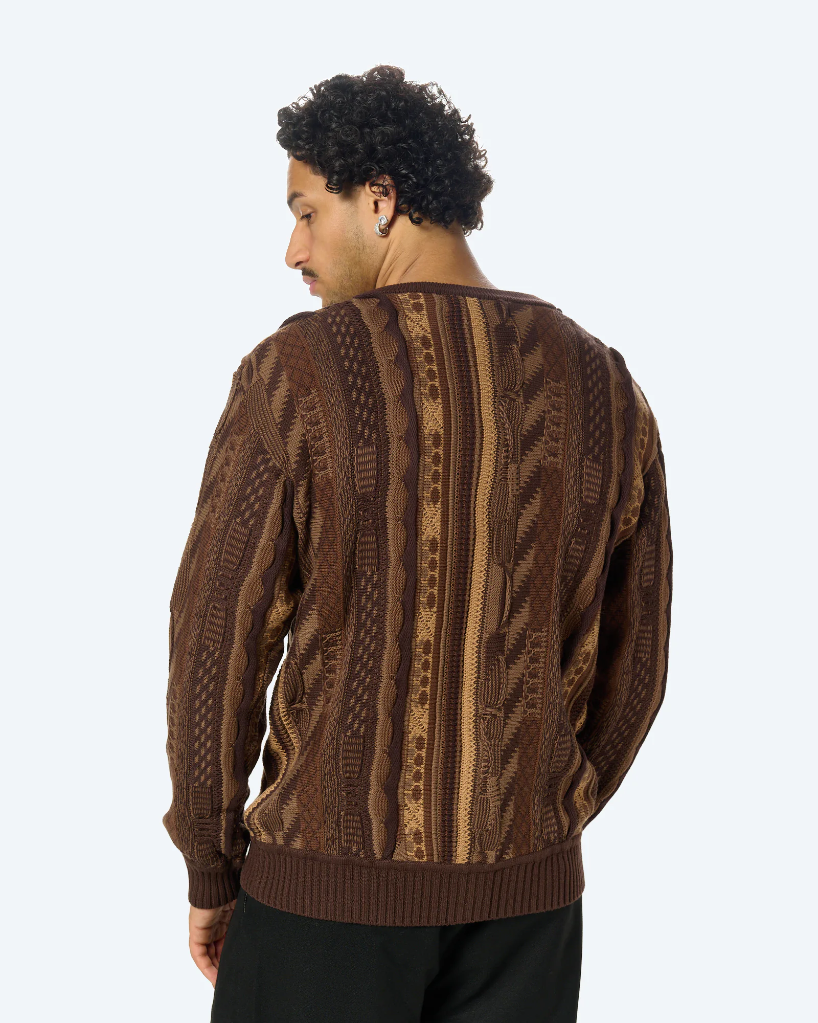 3D Knit AOP Cardigan Brown