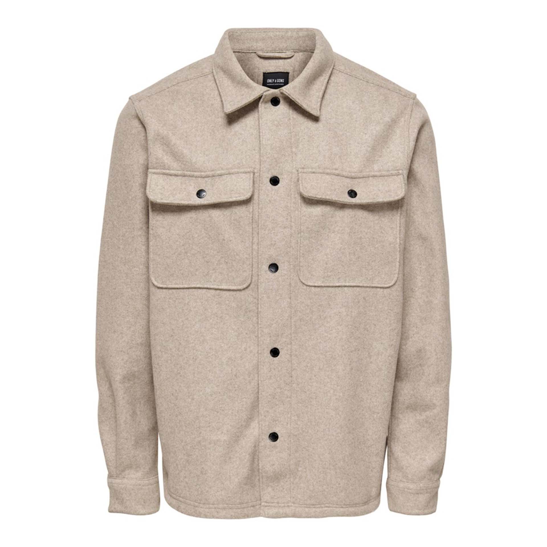 Only & Sons onsSash PKT Woolen Look Overshirt Jacket Chinchilla