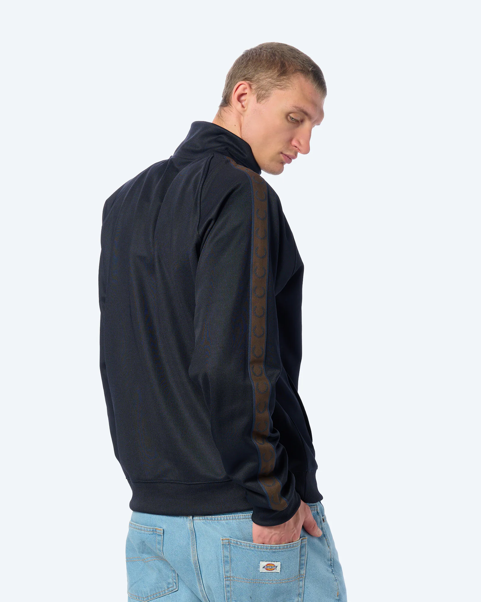 Fred Perry Contrast Tape Track Jacket Navy/Burntobacco Fred Perry Contrast Tape Track Jacket Navy/Burntobacco