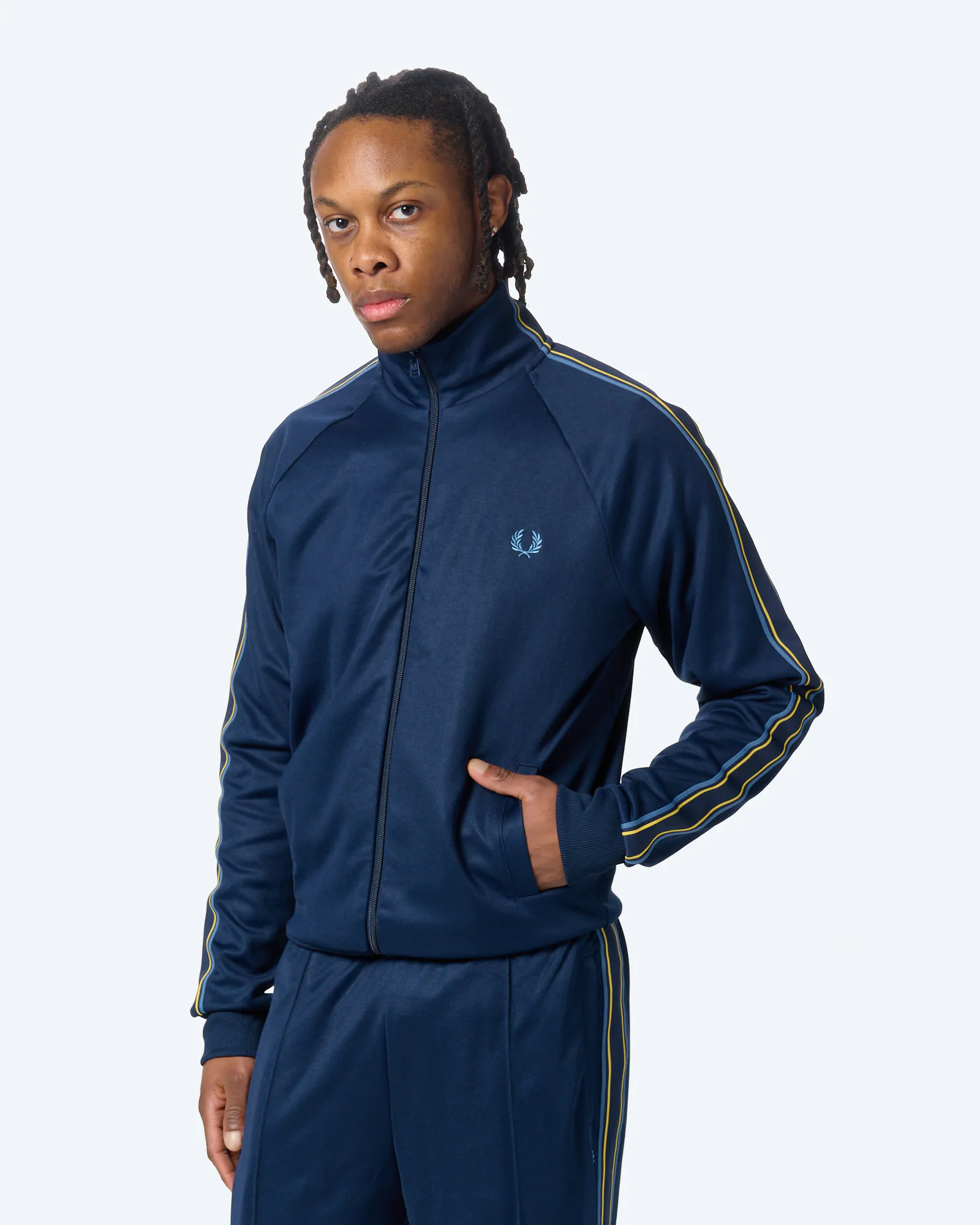 Fred Perry Tramline Tape Track Jacket Tennis Blue